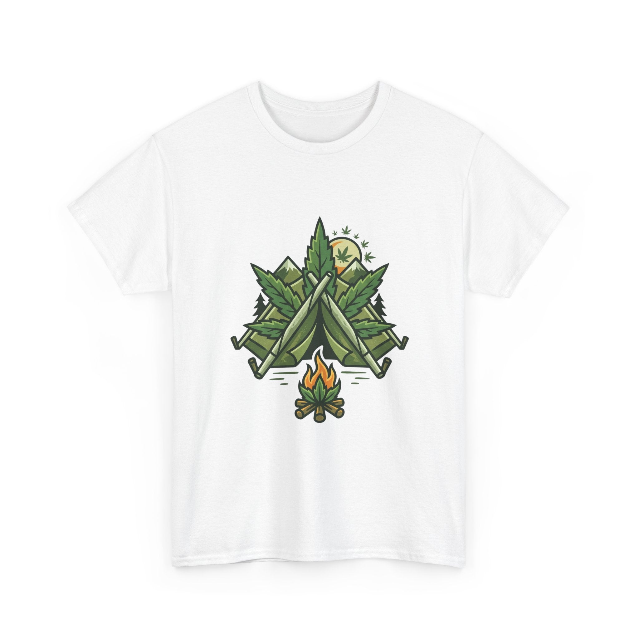 Camping Tent & Campfire T-Shirt — Outdoor Adventure Nature Tee