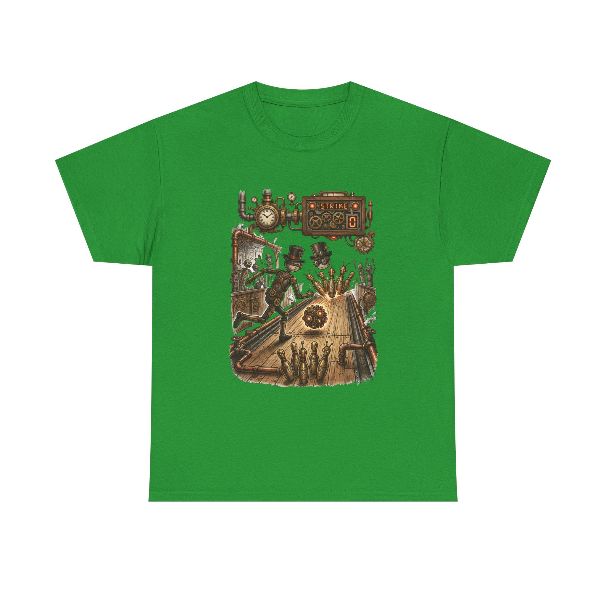 Steampunk Bowling T-Shirt — Vintage Train & Gears Graphic Tee