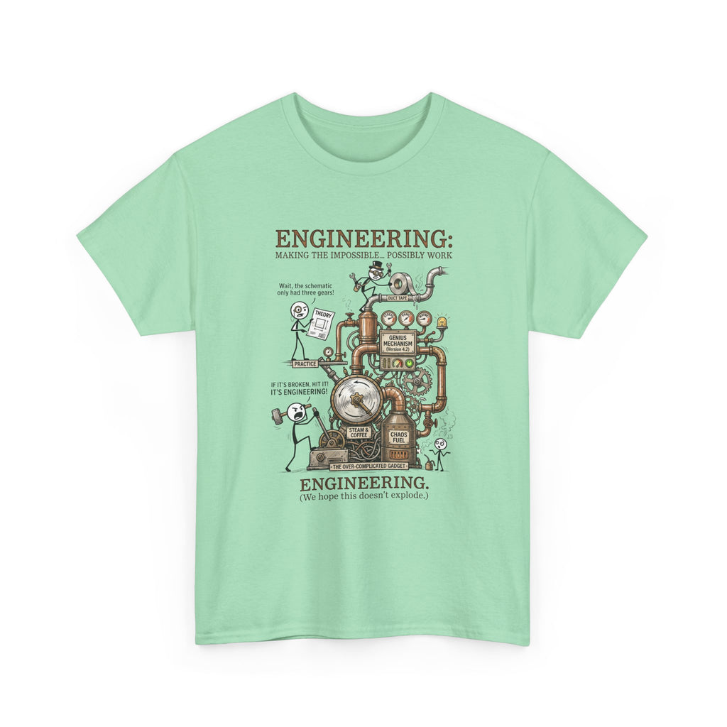 Engineering T‑Shirt – Coffee Diagram Tee (Funny "Engineering: Making the Impossible Work")