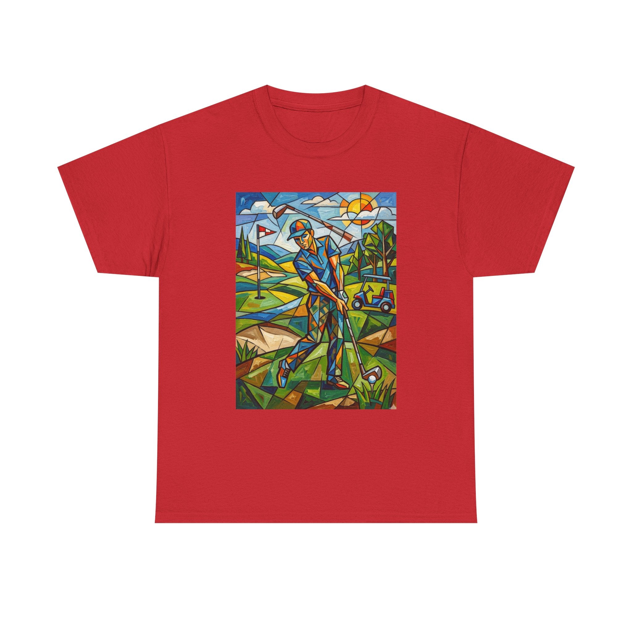 Golf Stained Glass Art Tee — Colorful Golfer Graphic T-Shirt
