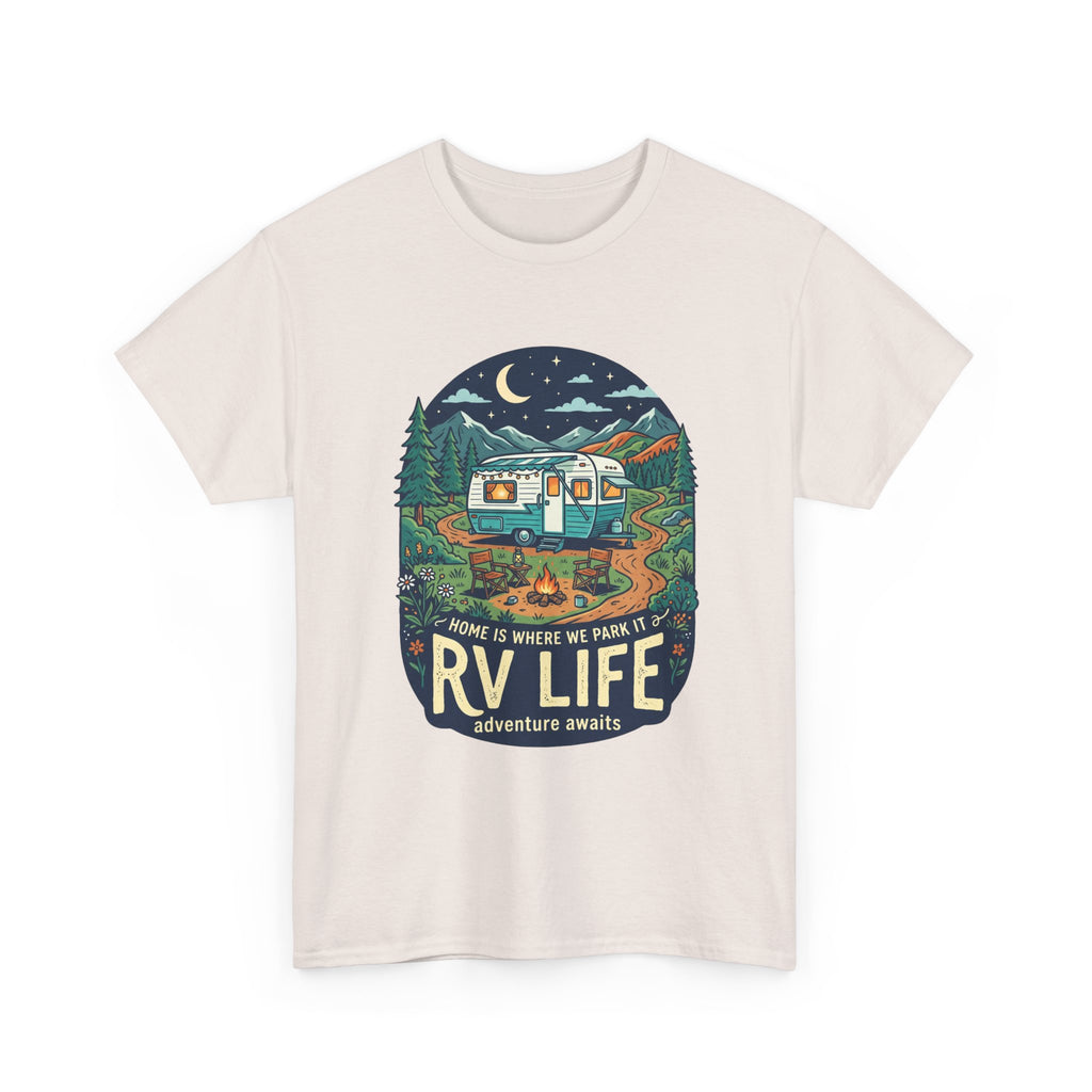 RV Life T-Shirt — Retro Camper Graphic Tee (“Home Is Where We Park It”)