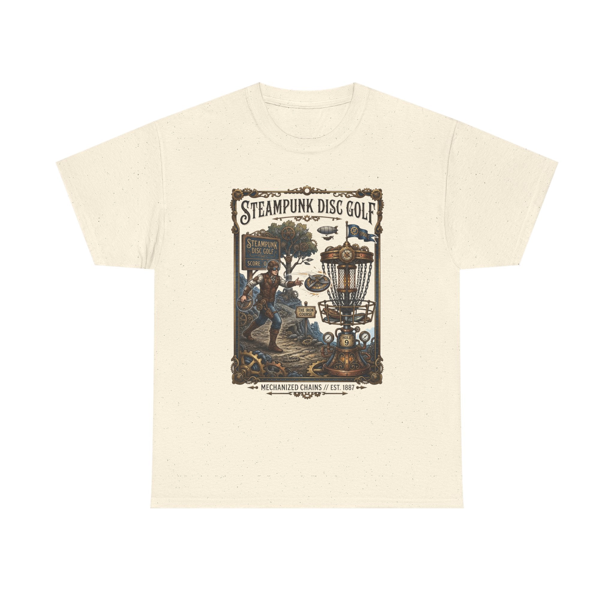 Steampunk Disc Golf T-Shirt — Vintage Victorian Disc Golf Poster Tee