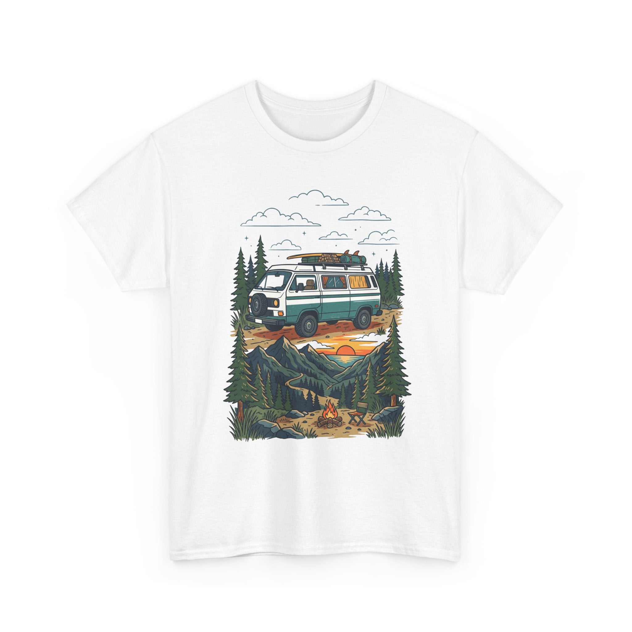Camper Van Adventure Tee — Retro Van Camping Graphic T-Shirt