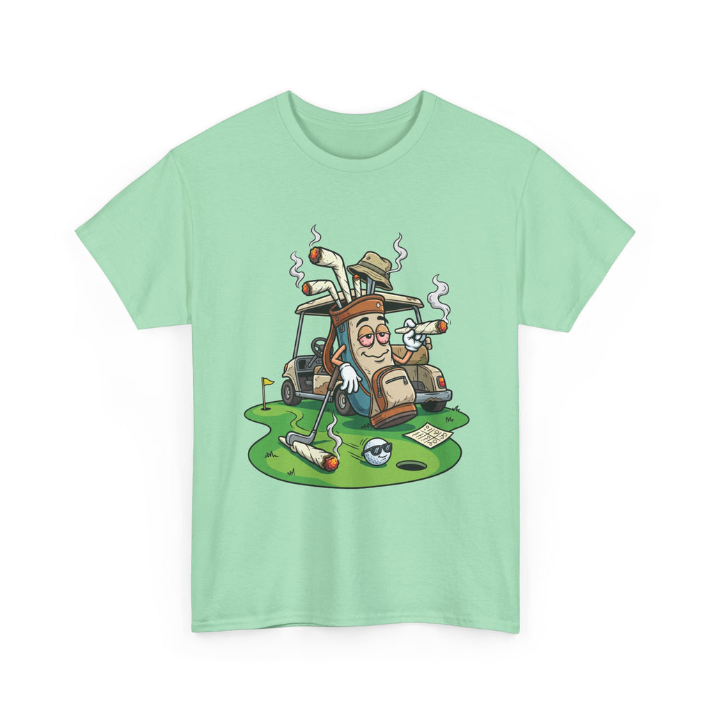 Golf weed Lounge T‑Shirt — Relaxed Golfer Cartoon Tee