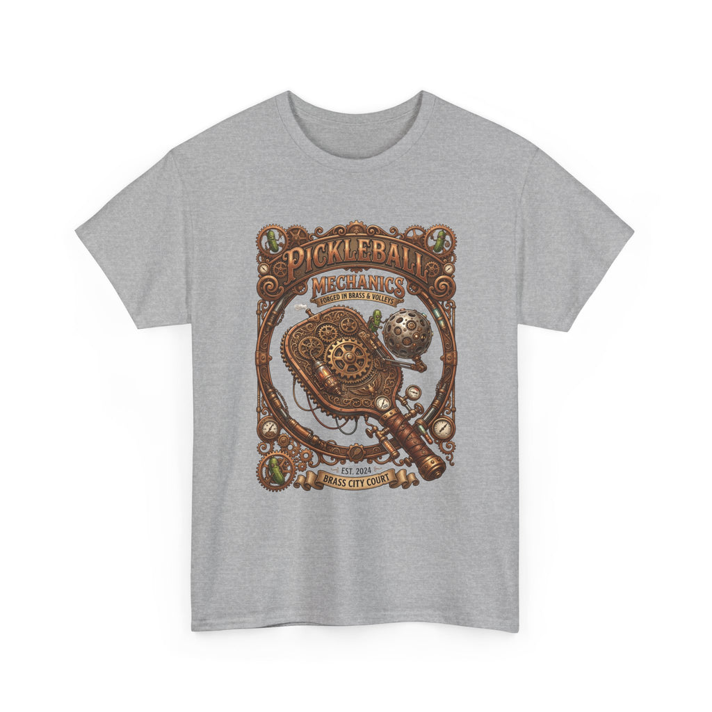 Pickleball Mechanics T-Shirt — Vintage Steampunk Paddle Design