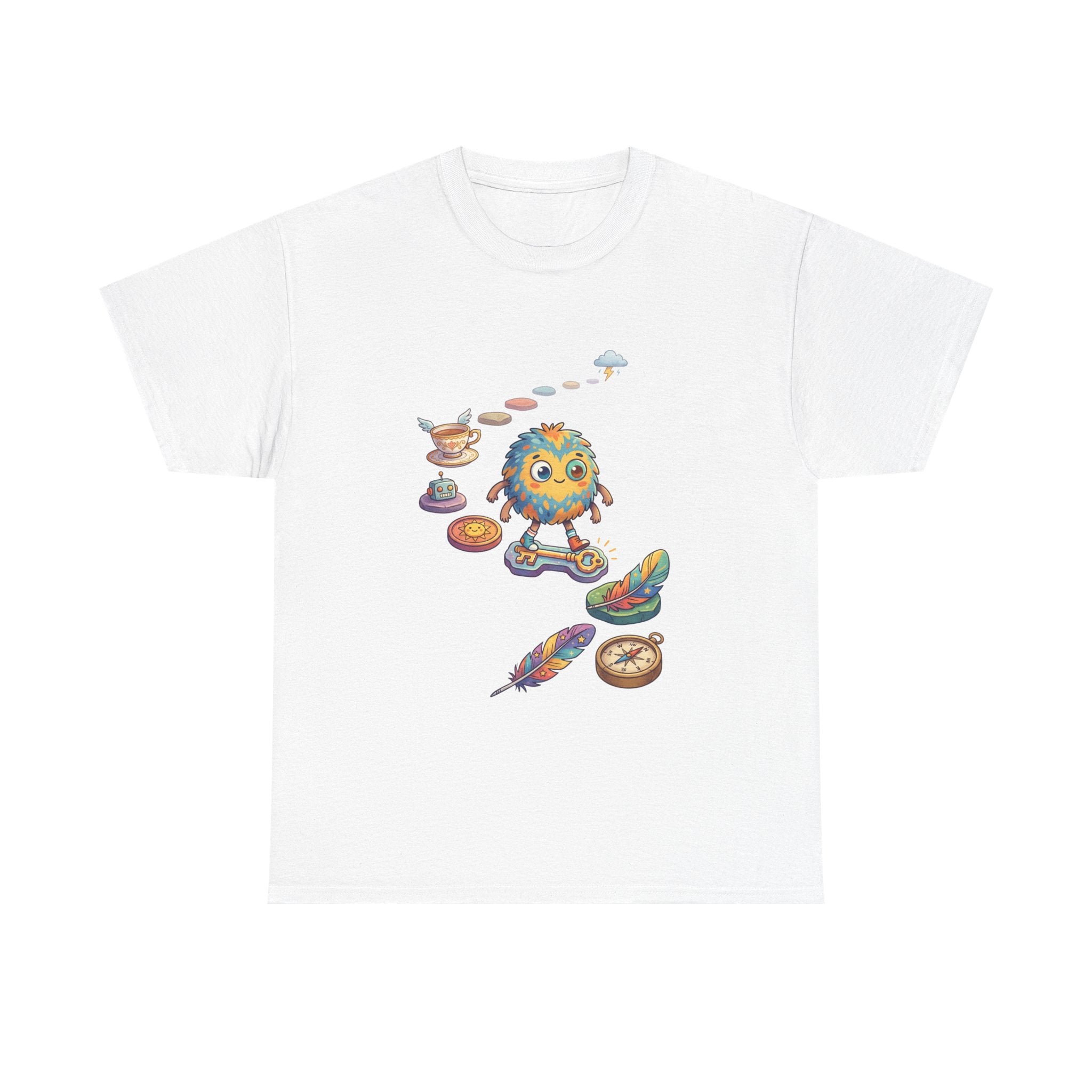 T-Shirt — Whimsical Cosmic Creature with Ritual Objects Graphic Tee