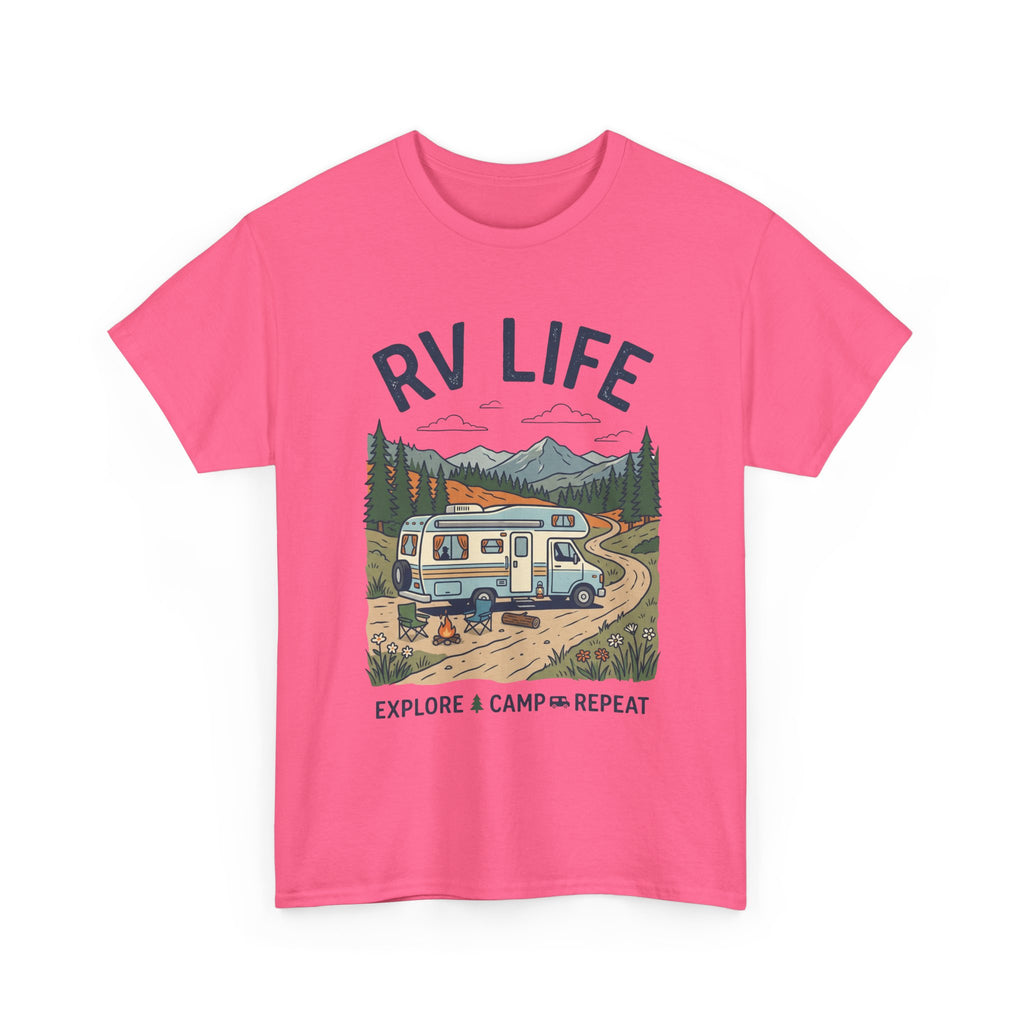 RV Life T-Shirt - Explore & Camp Repeat Vintage Camper Tee