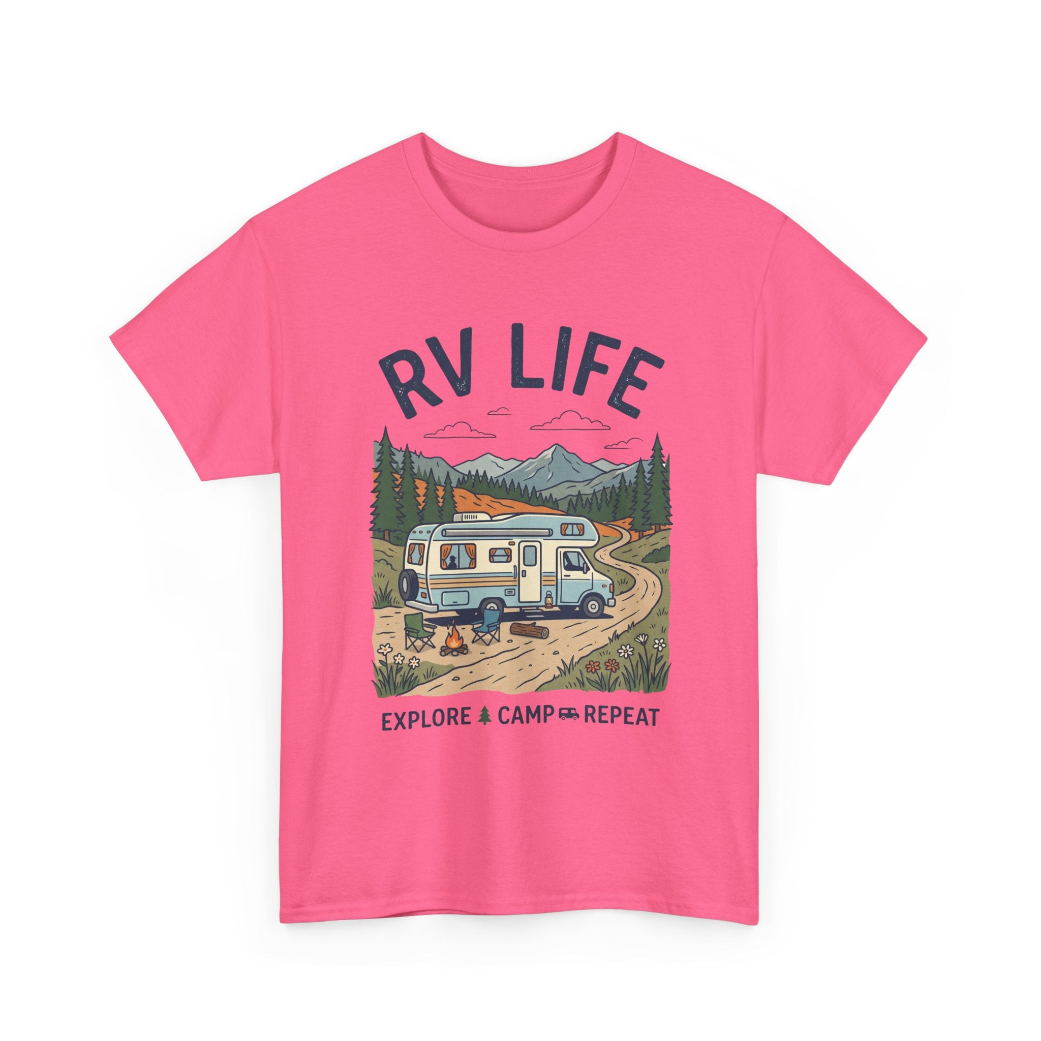 RV Life T-Shirt - Explore & Camp Repeat Vintage Camper Tee