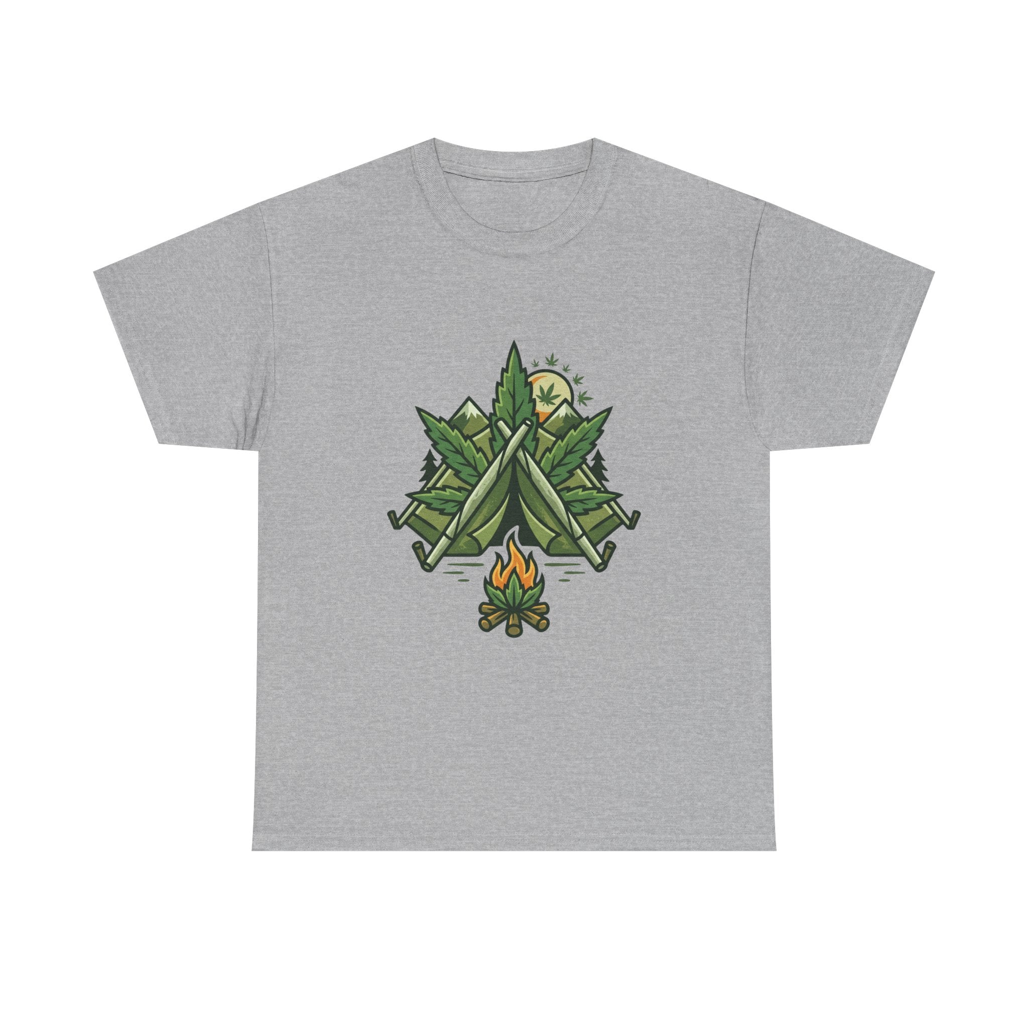Camping Tent & Campfire T-Shirt — Outdoor Adventure Nature Tee
