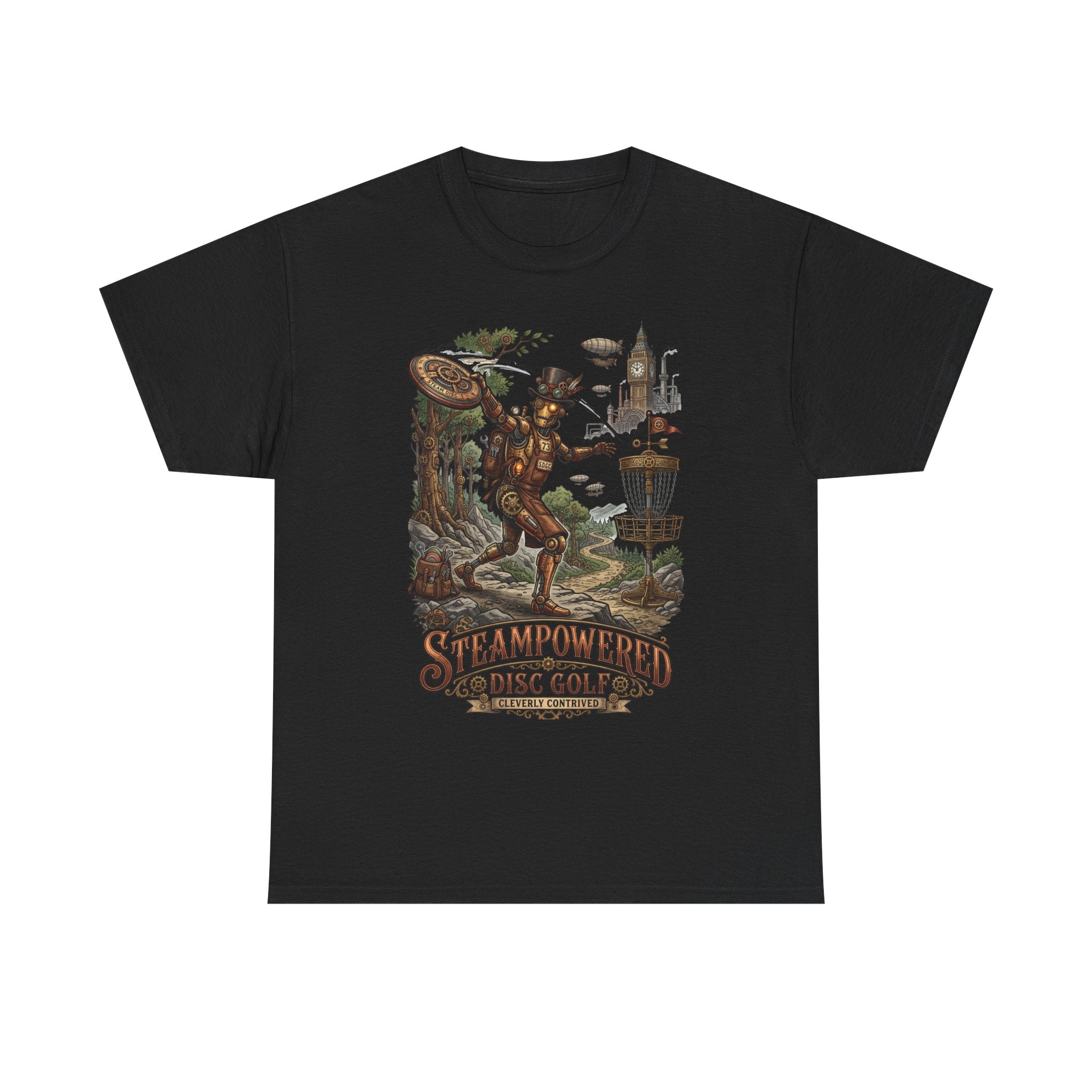 Steampunk Disc Golf T-Shirt – "Steampowered Disc Golf" Vintage Style