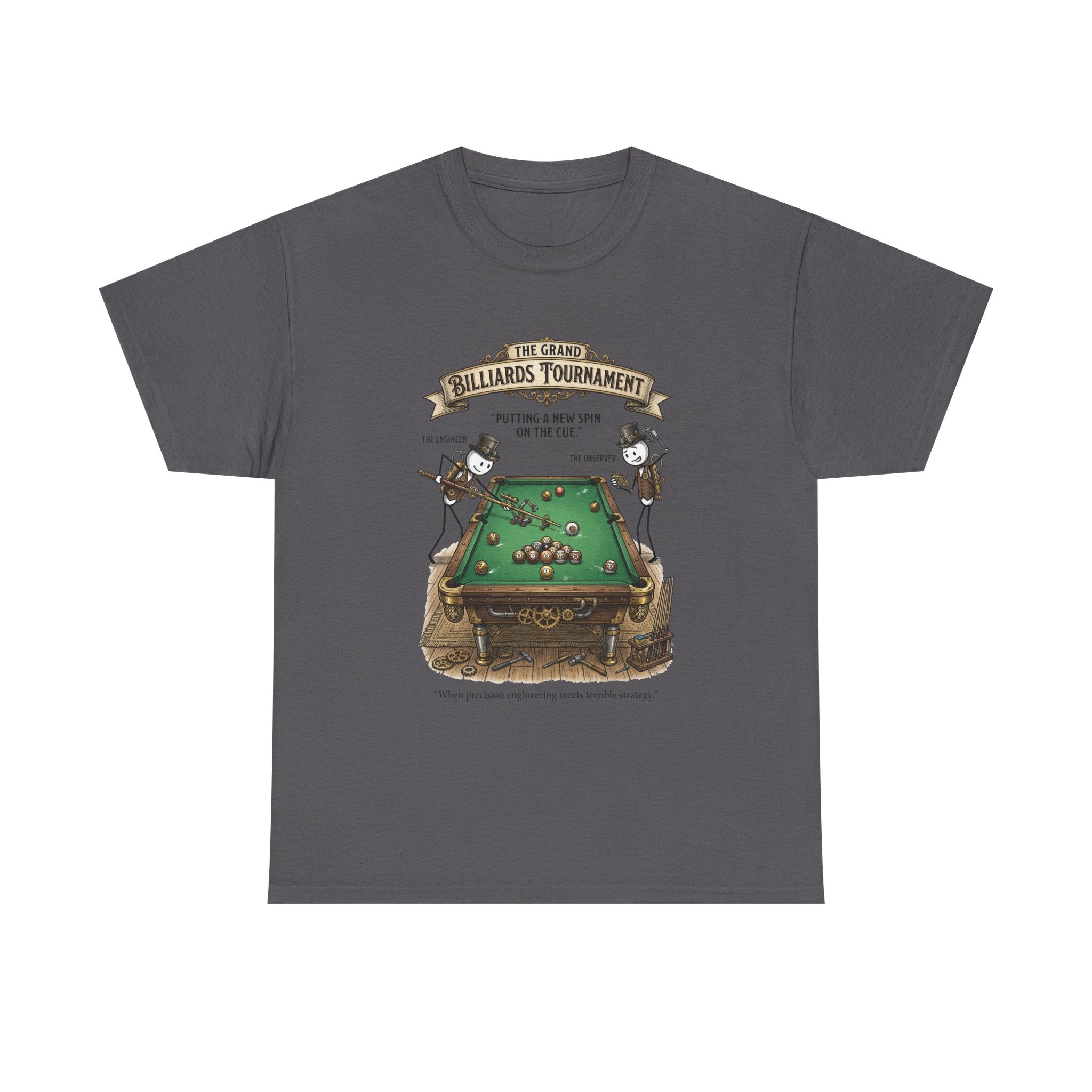 Billiards Tournament T-Shirt — Vintage Pool Table Graphic Tee