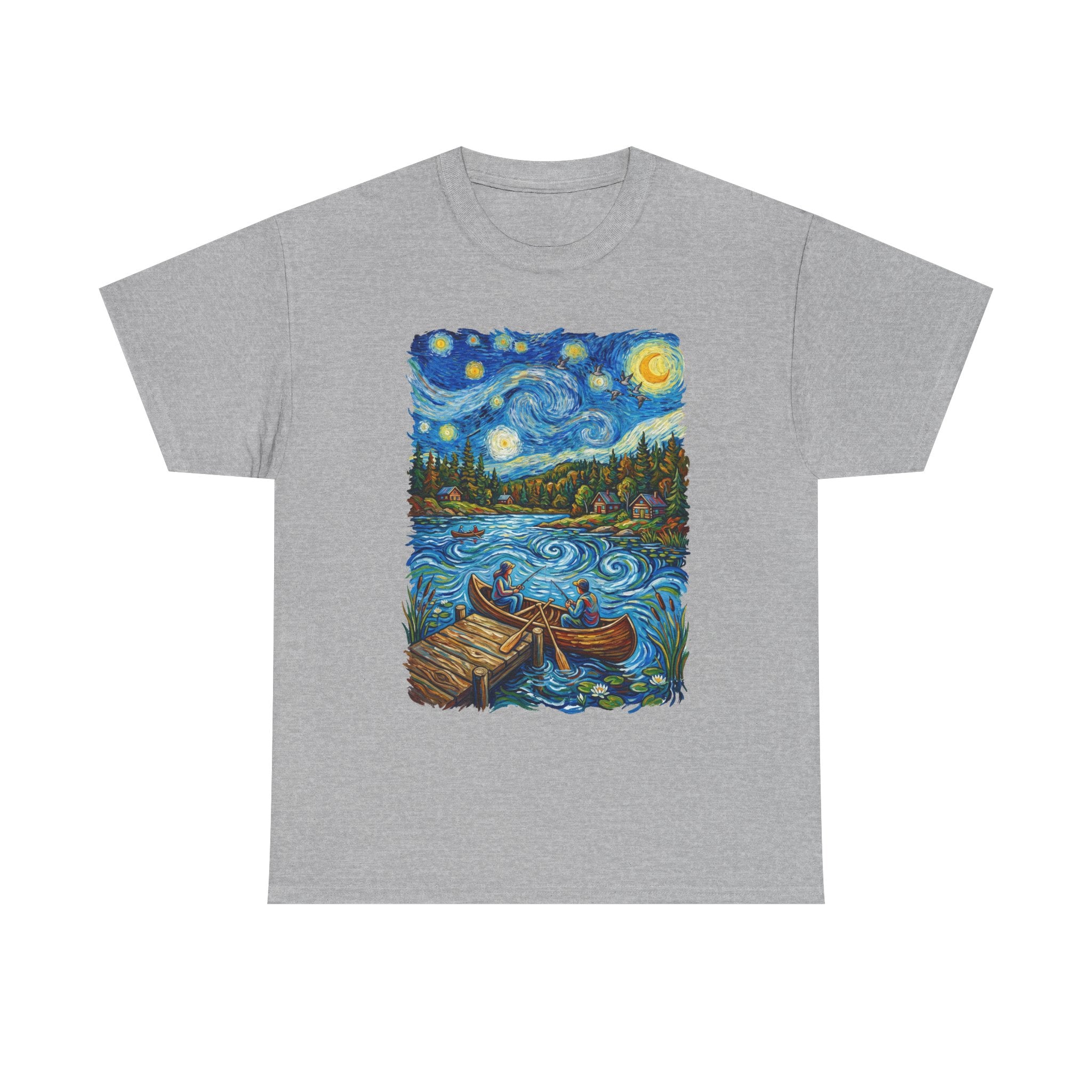 Starry Night Lake T-Shirt — Canoe Dock Scenic Tee