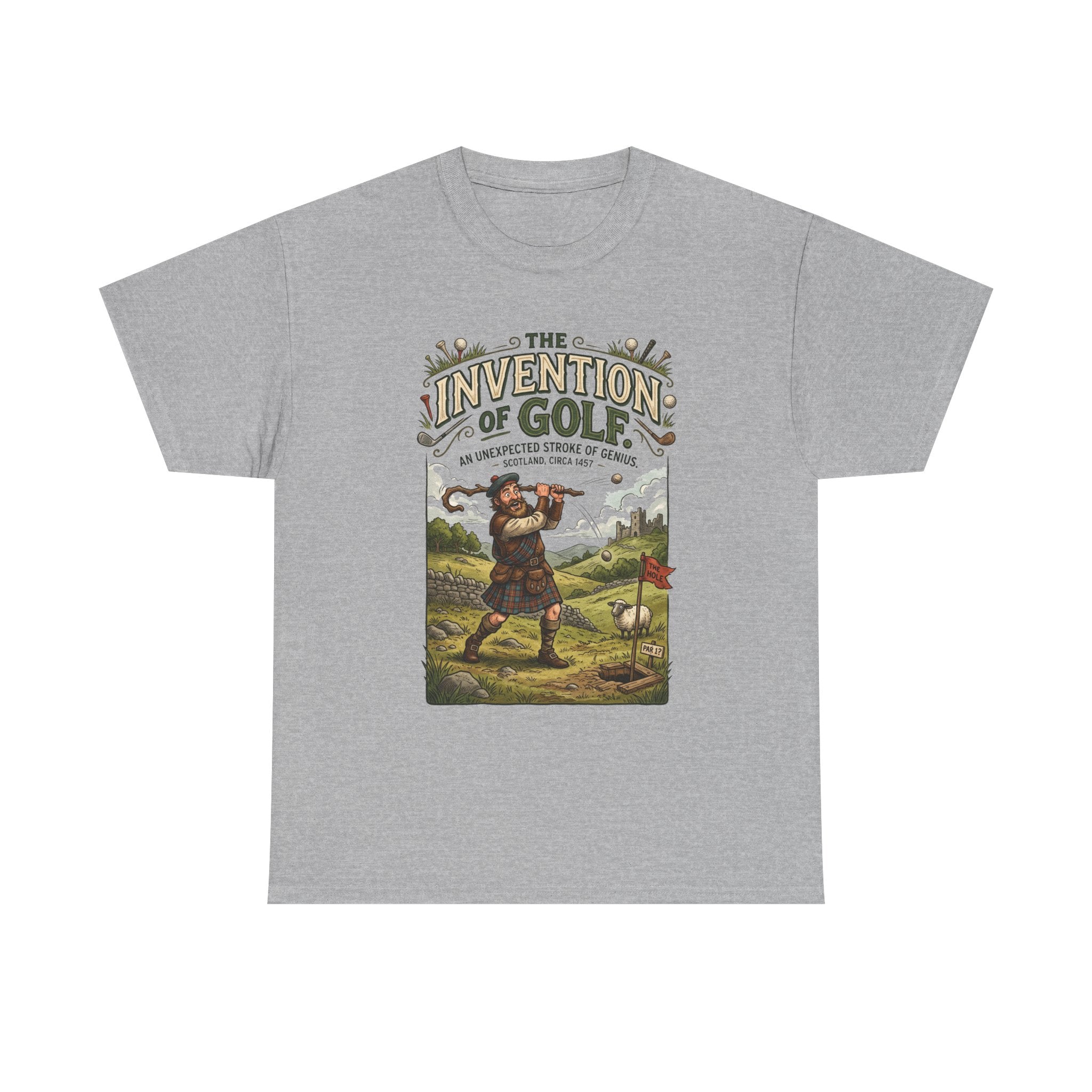 Golf Tee — 'The Invention of Golf' Vintage Golfing Graphic Shirt