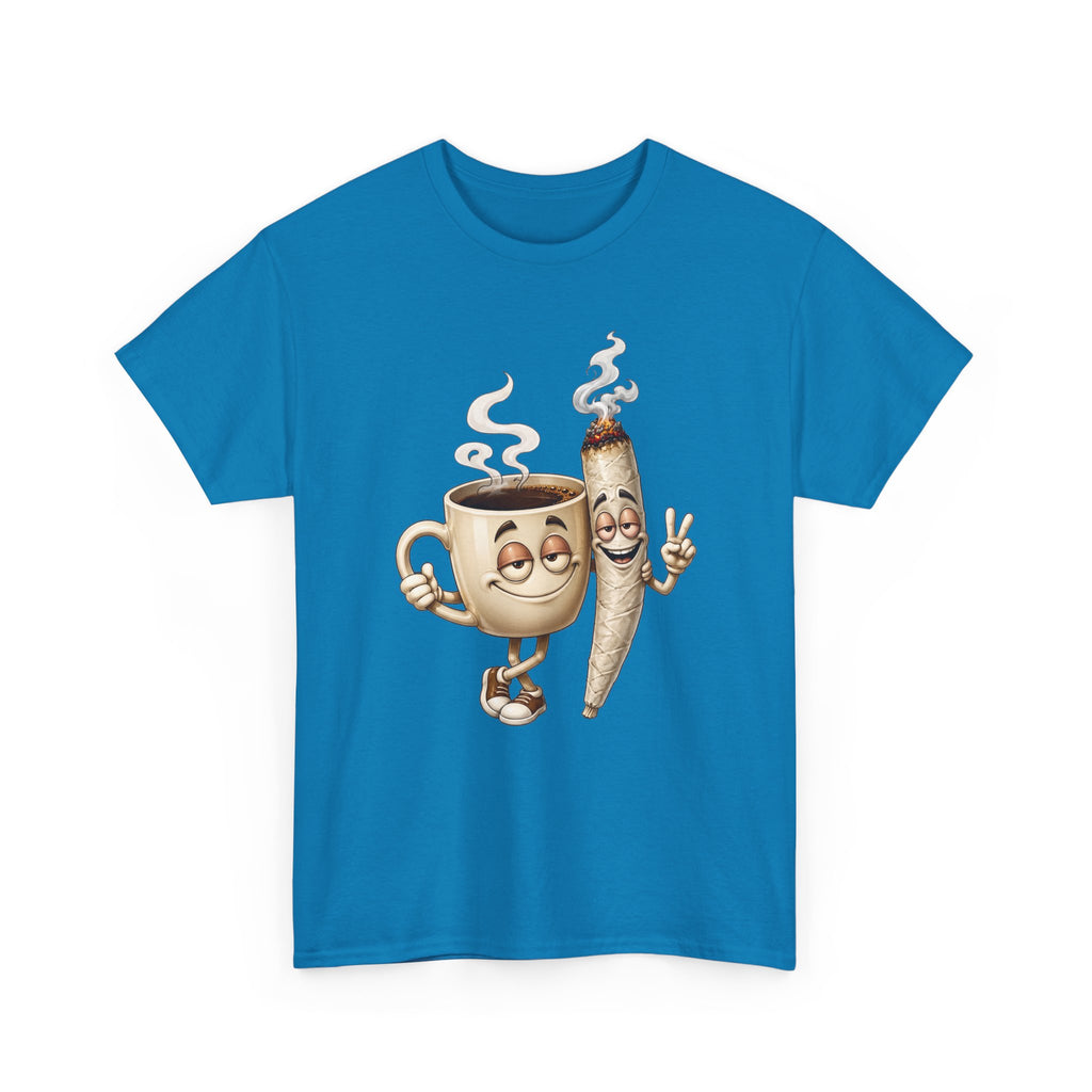 1 Coffee & Joint Funny Tee — Cute Smiling Coffee Cup and Joint Graphic Shirt