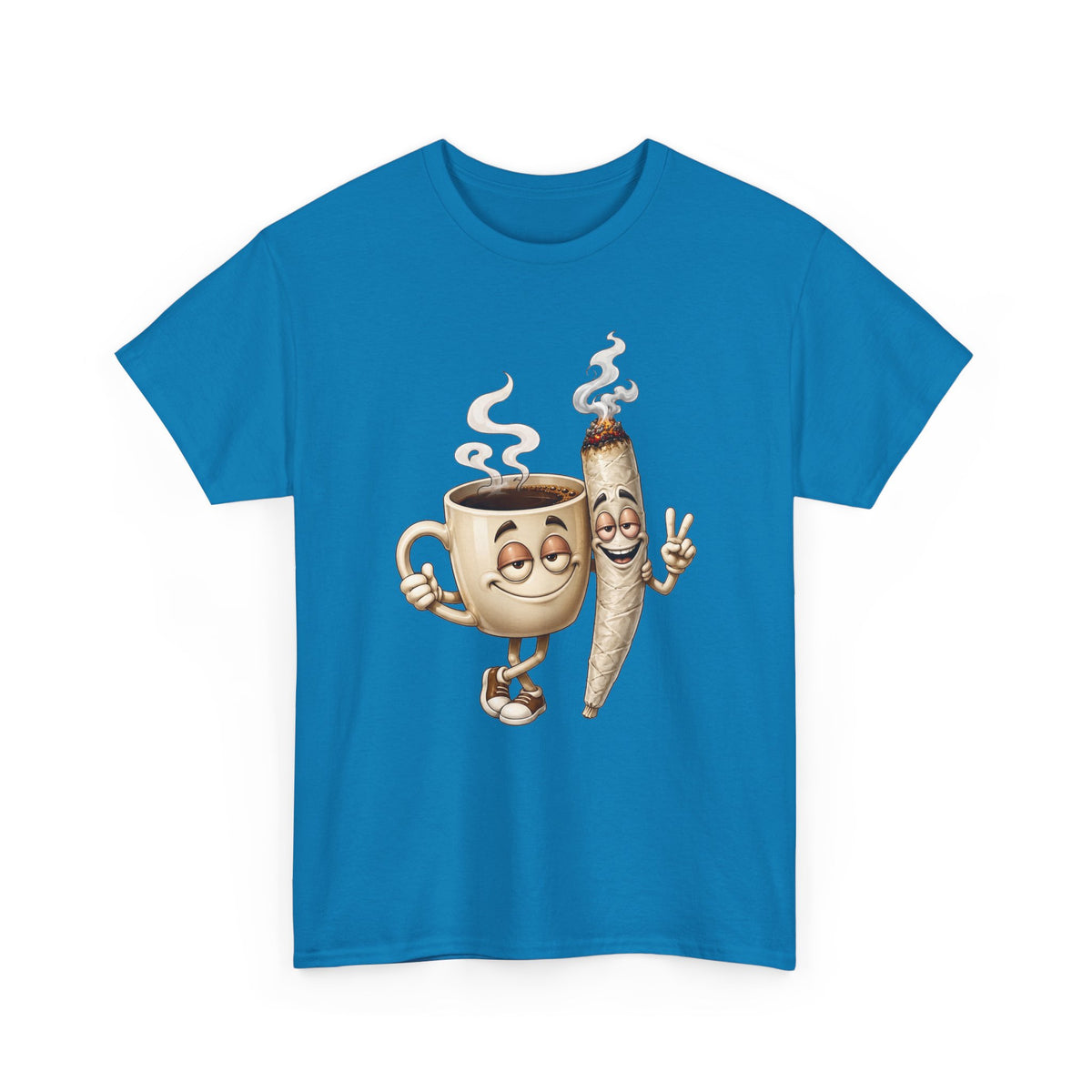 1 Coffee & Joint Funny Tee — Cute Smiling Coffee Cup and Joint Graphic Shirt