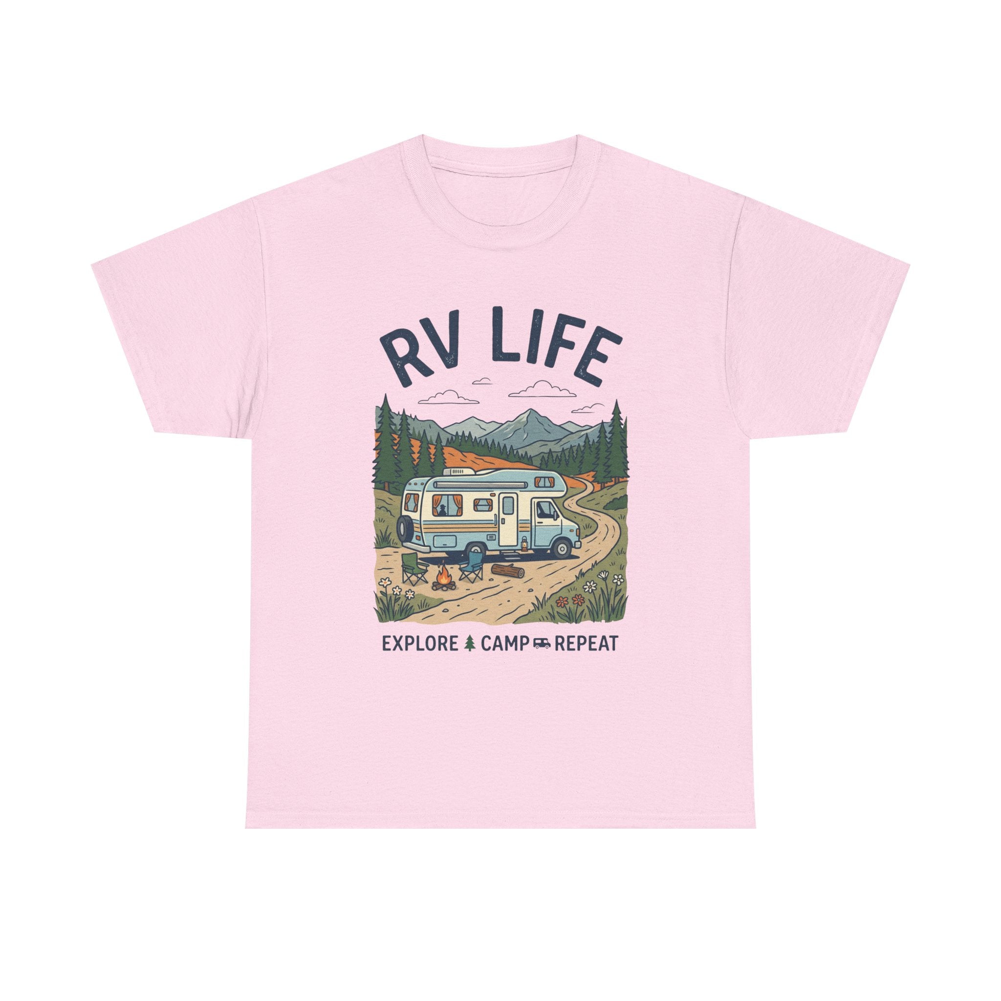 RV Life T-Shirt - Explore & Camp Repeat Vintage Camper Tee