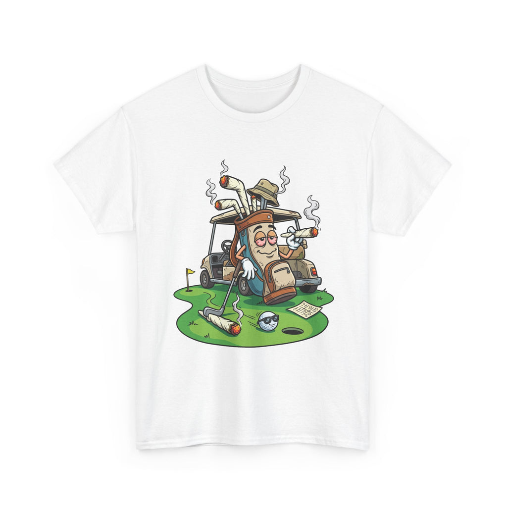 Golf weed Lounge T‑Shirt — Relaxed Golfer Cartoon Tee