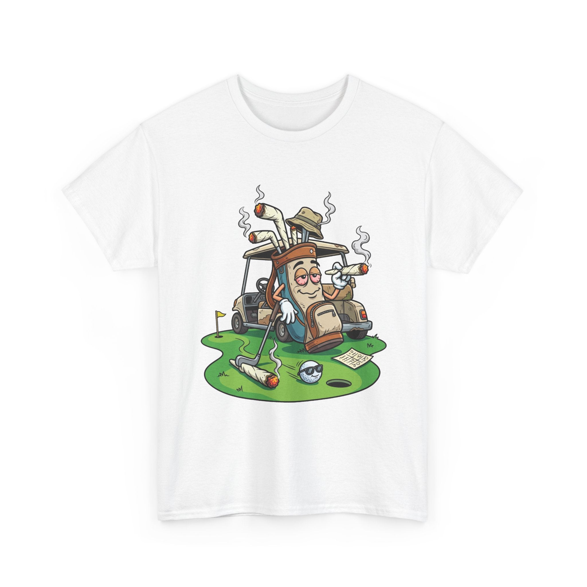 Golf weed Lounge T‑Shirt — Relaxed Golfer Cartoon Tee