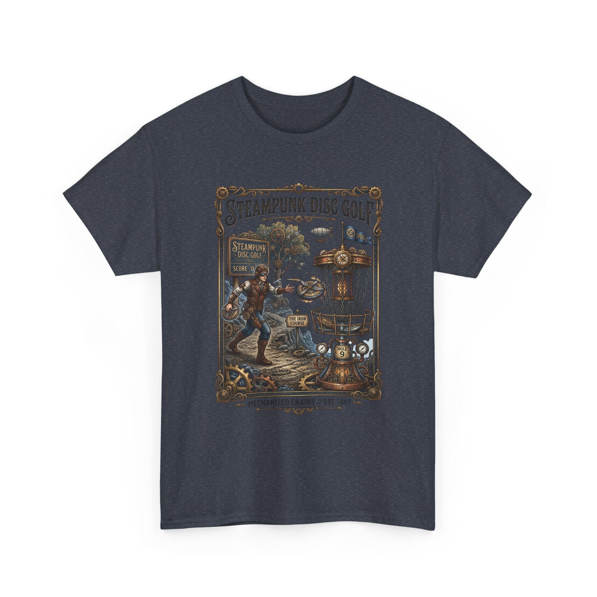 Steampunk Disc Golf T-Shirt — Vintage Victorian Disc Golf Poster Tee