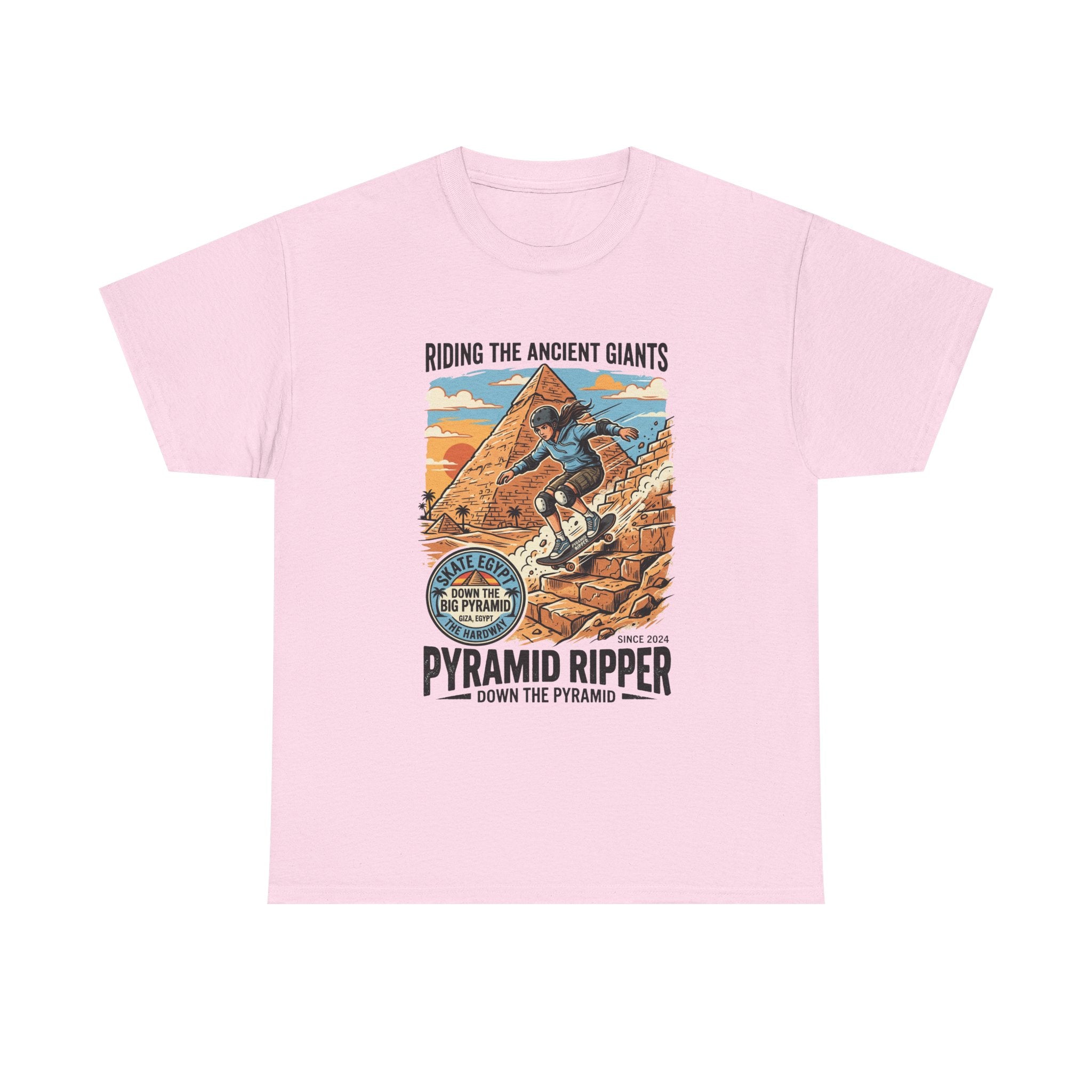 Pyramid Skateboarder T-Shirt — 'Riding the Ancient Giants' Vintage Surf Graphic