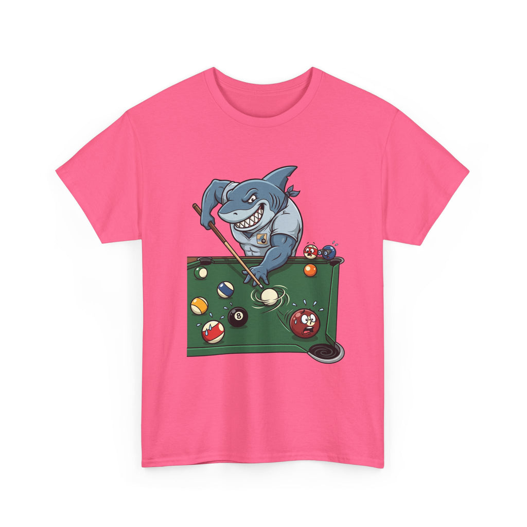 Shark Playing Pool T‑Shirt — Funny Billiards Shark Graphic Tee