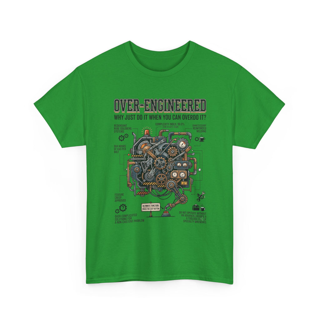 Over-Engineered Tee – Funny Engineer T-Shirt with Mechanical Brain Diagram