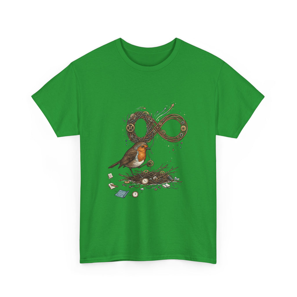 Robin & Infinity Symbol Tee — Nature-Inspired Bird Nest Graphic Shirt idk