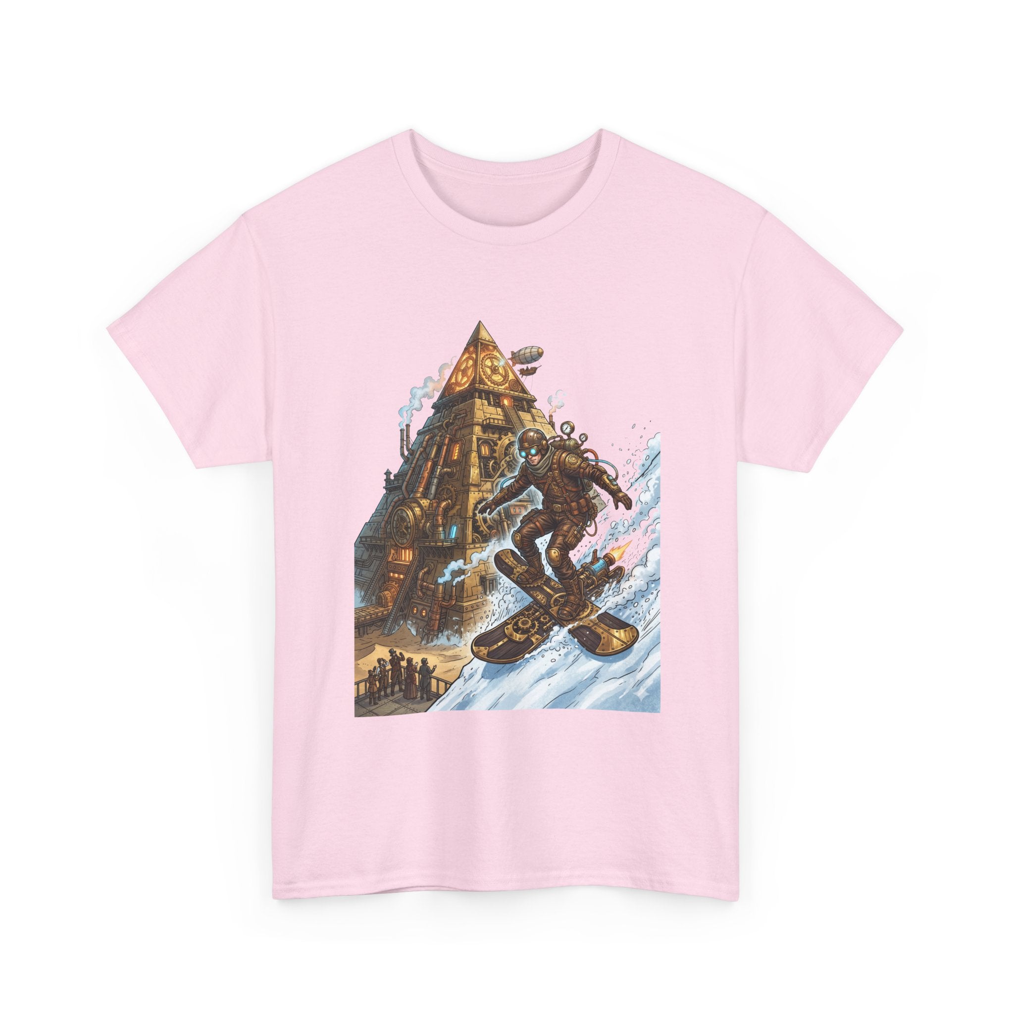 Steampunk Snowboard T‑Shirt — Retro Mountain Adventure Graphic Tee