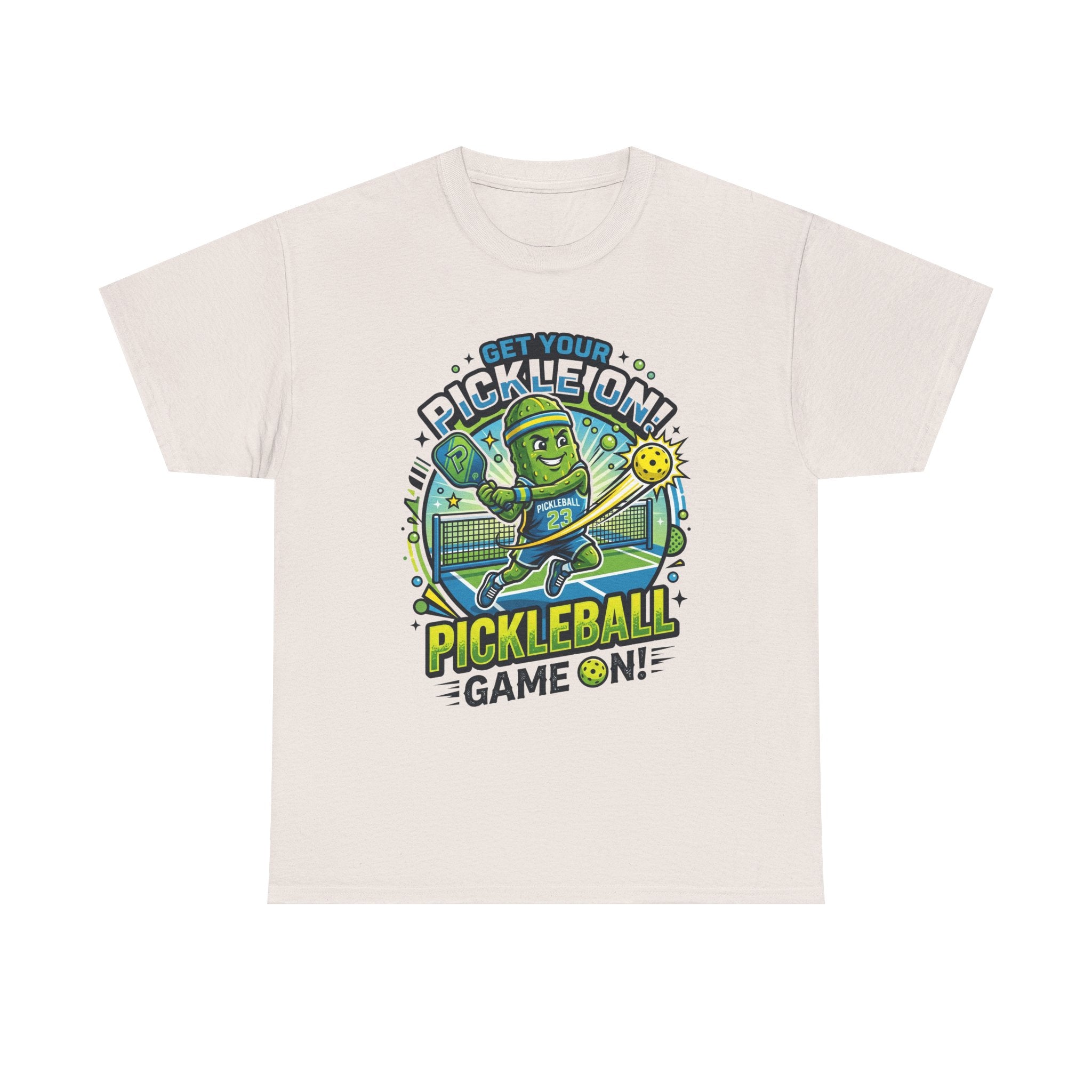 Pickleball Tee - "Get Your Pickle On!" Fun Pickle Character Game On Shirt