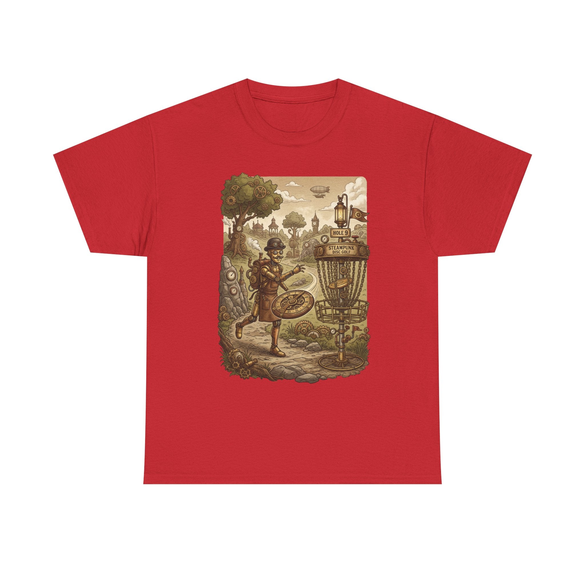 Steampunk Disc Golf Adventure Tee — Vintage Woodland Basket Design