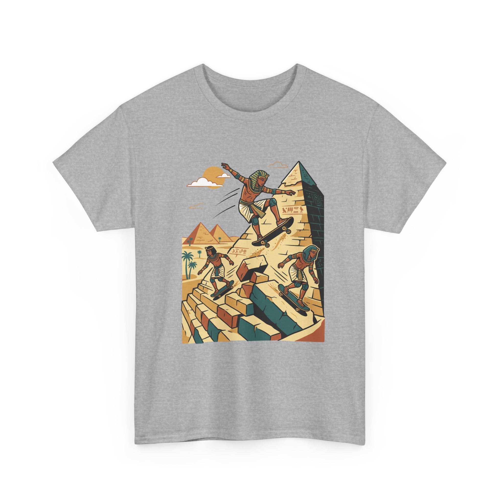 Egyptian Pyramid Skateboard T‑Shirt — Retro Skateboarding Pharaohs Graphic Tee