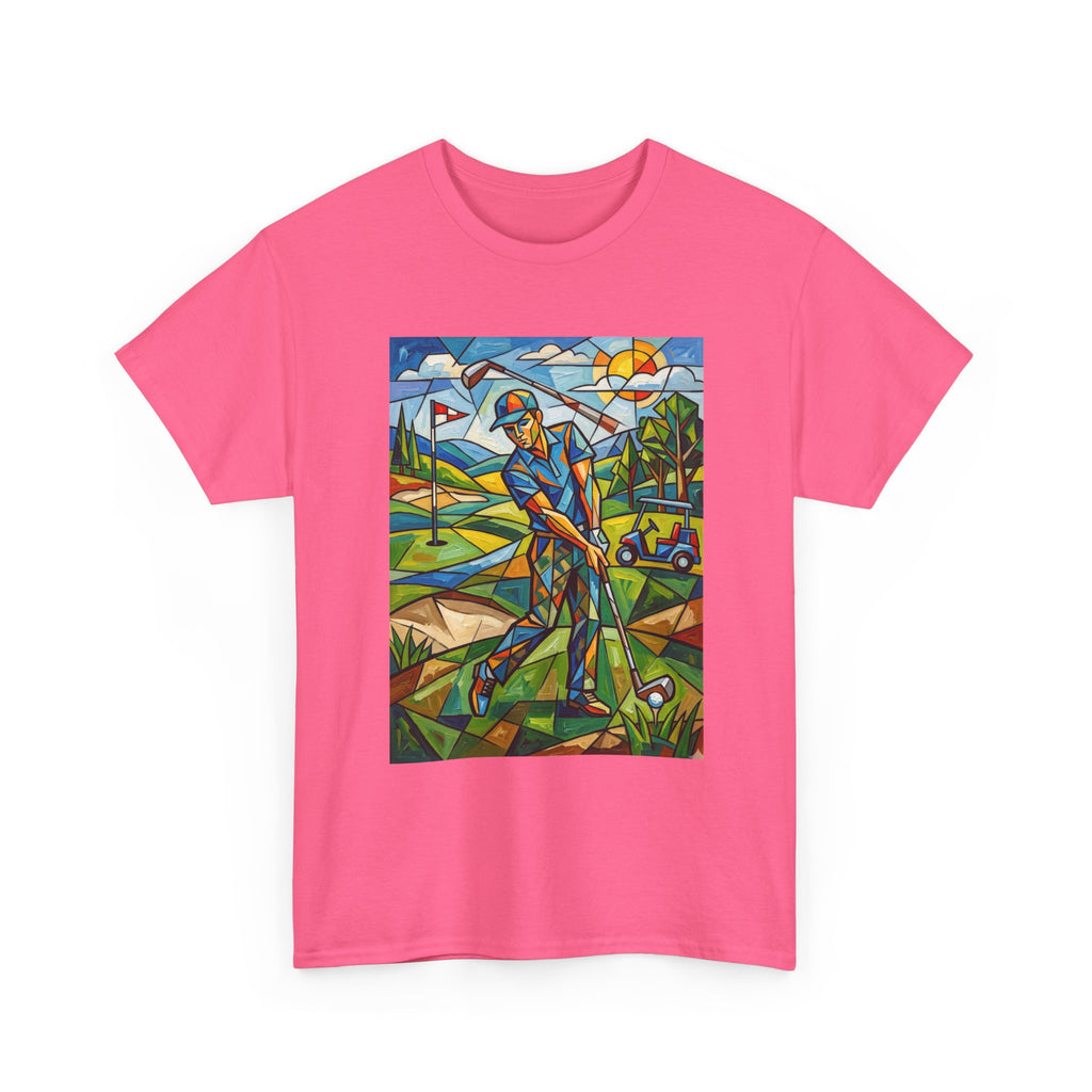 Golf Stained Glass Art Tee — Colorful Golfer Graphic T-Shirt