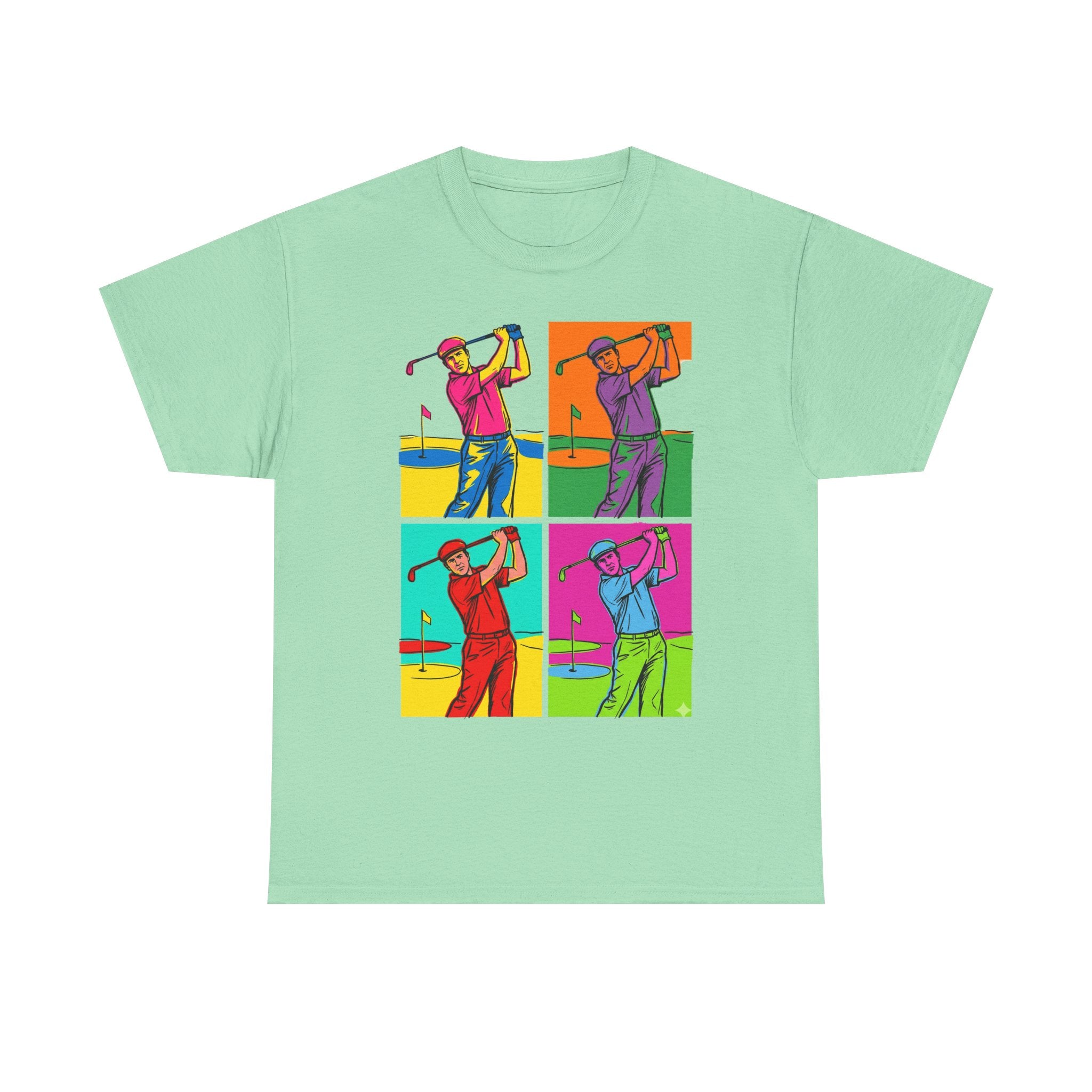Golf Pop Art T-Shirt — Colorful Golfer Swing Graphic Tee