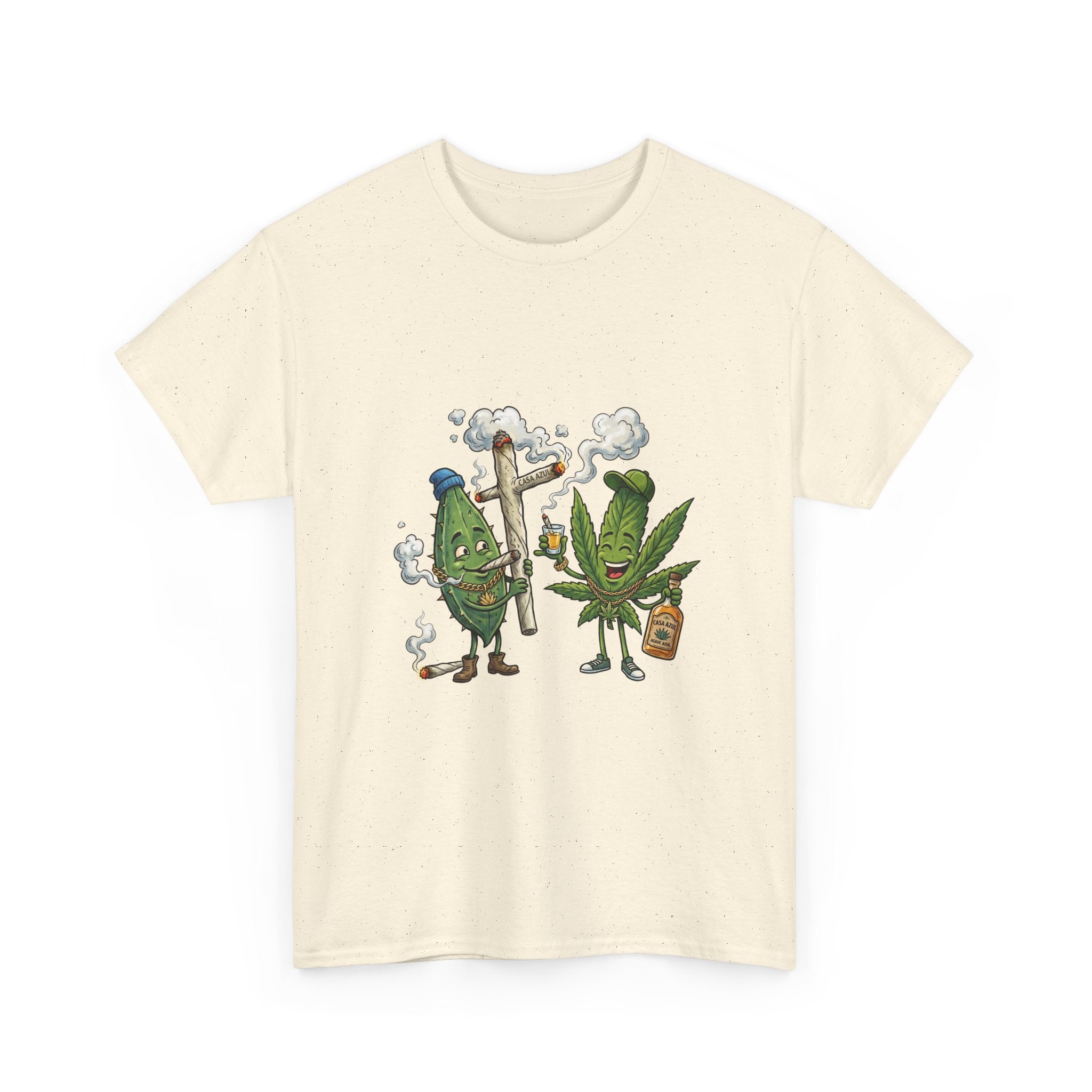 1 Tequila & Cannabis Buds Cartoon Tee — Funny Smoking Weed Plant Graphic T-Shirt