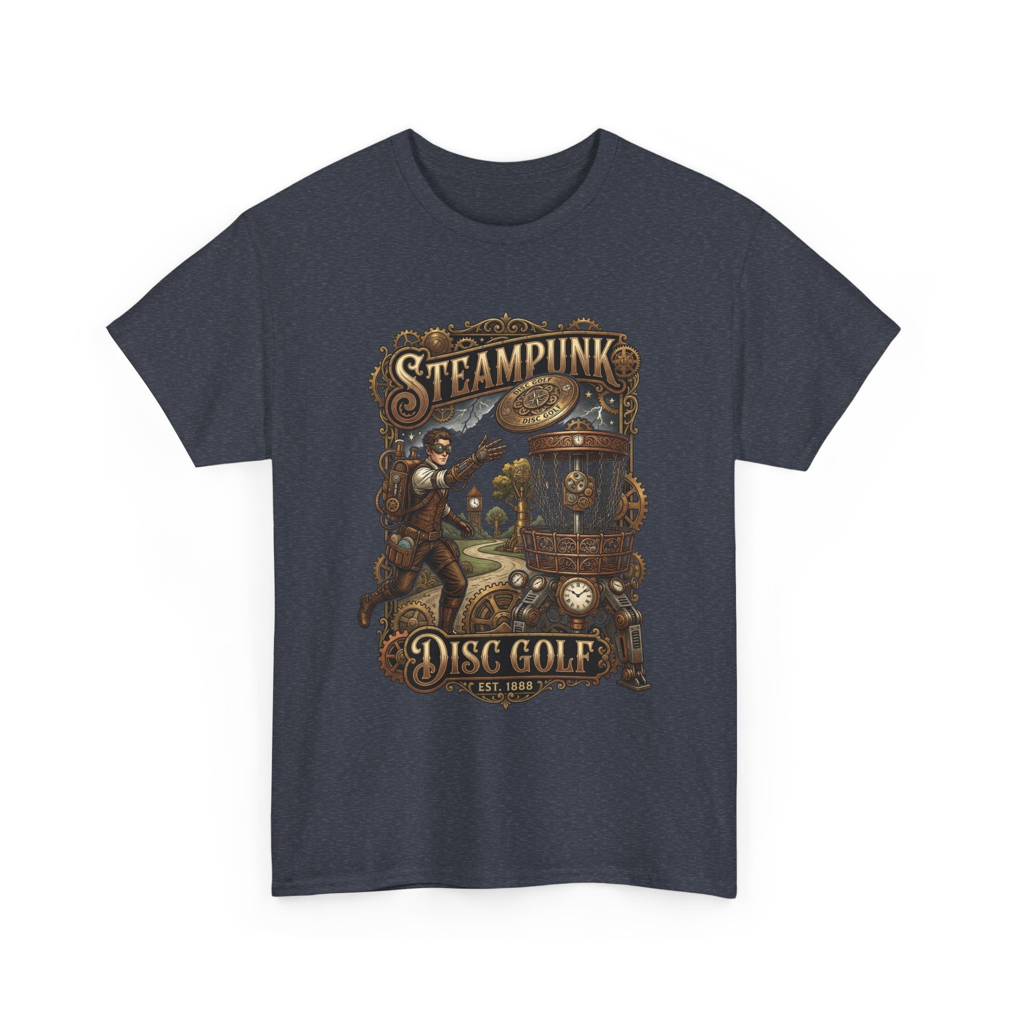Steampunk Disc Golf T‑Shirt – Vintage Industrial Disc Golf Tee
