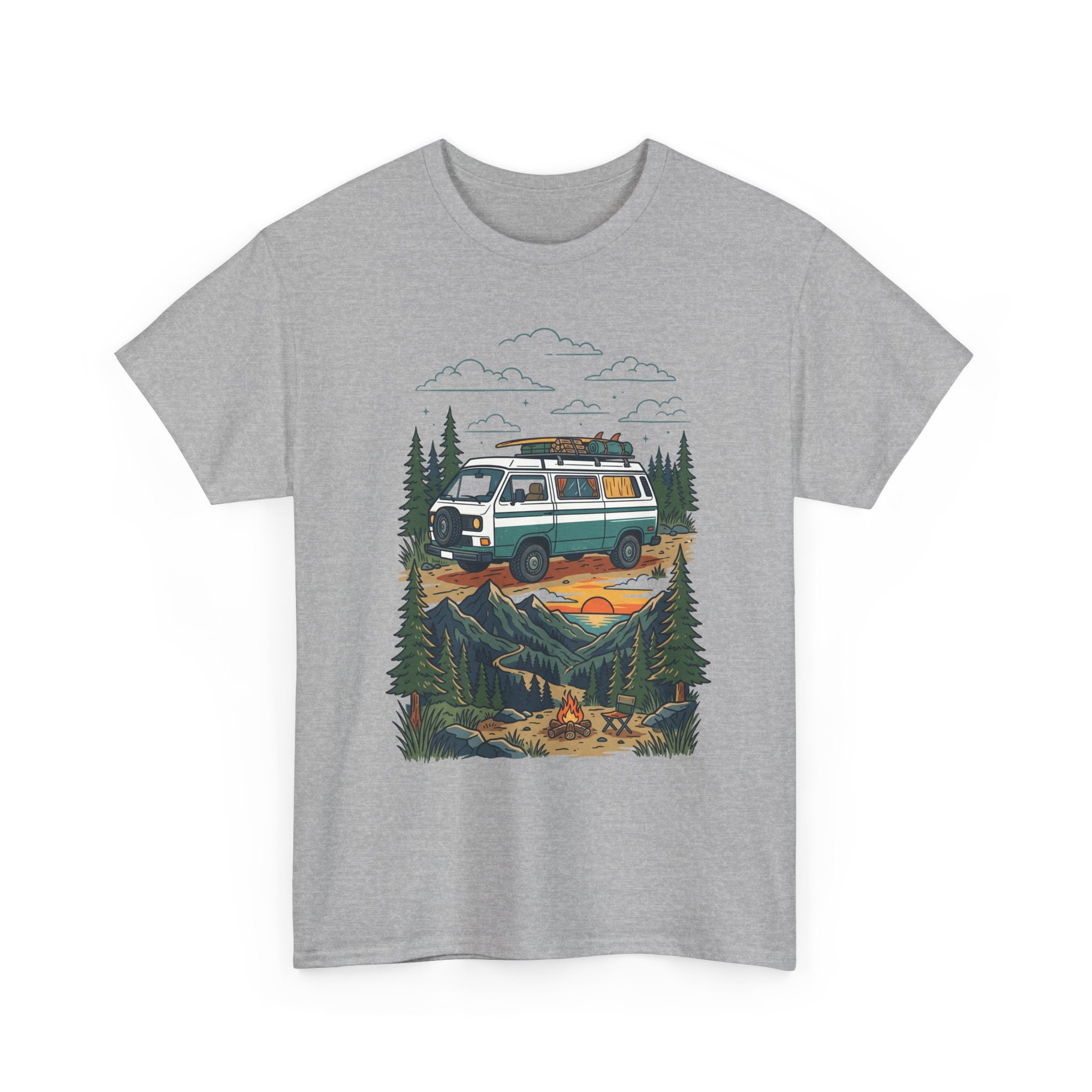 Camper Van Adventure Tee — Retro Van Camping Graphic T-Shirt