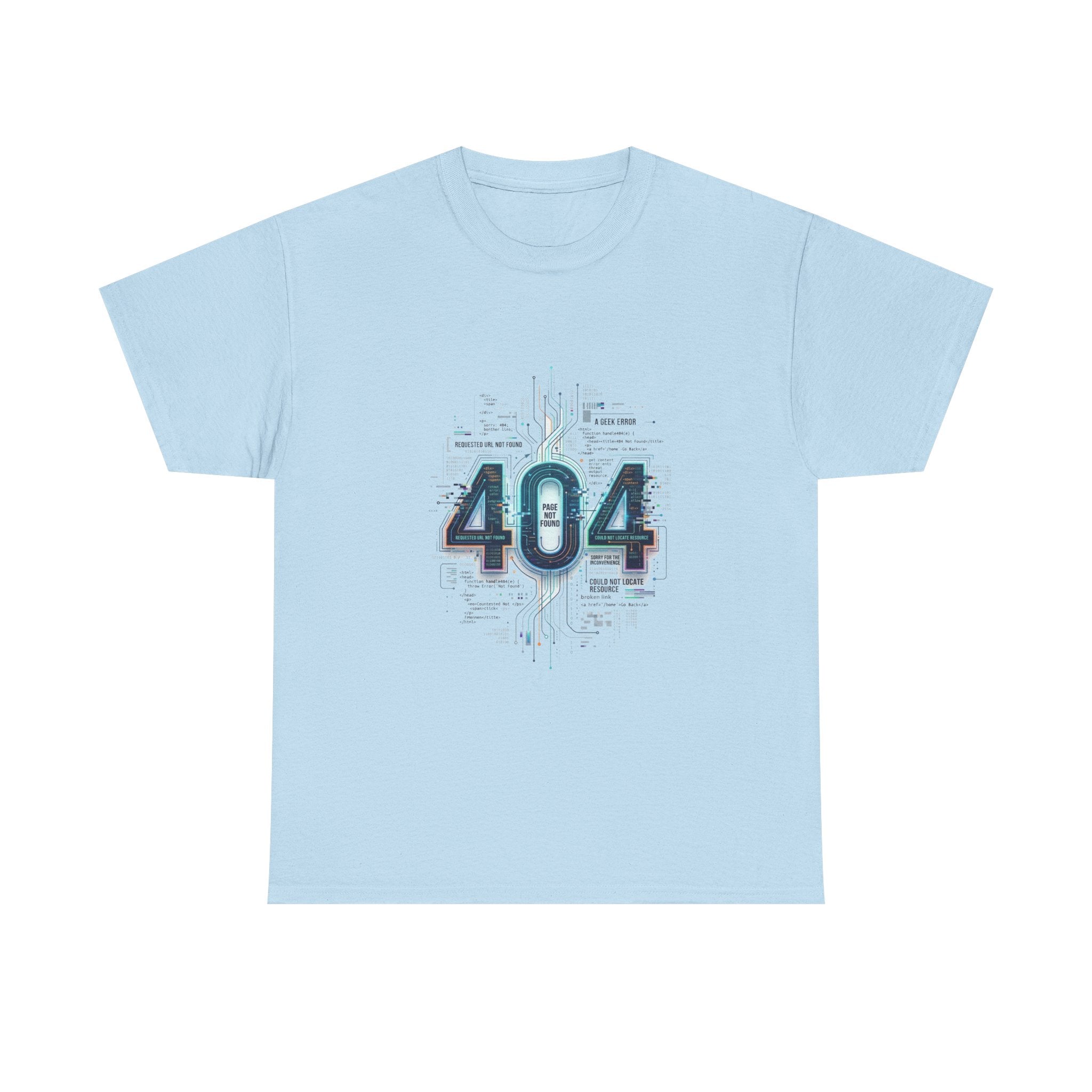 404 Error Tech Graphic Tee — Retro Cyber Glitch Computer Shirt