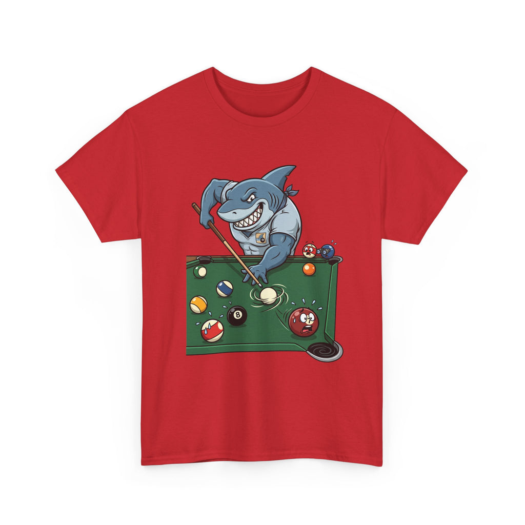 Shark Playing Pool T‑Shirt — Funny Billiards Shark Graphic Tee