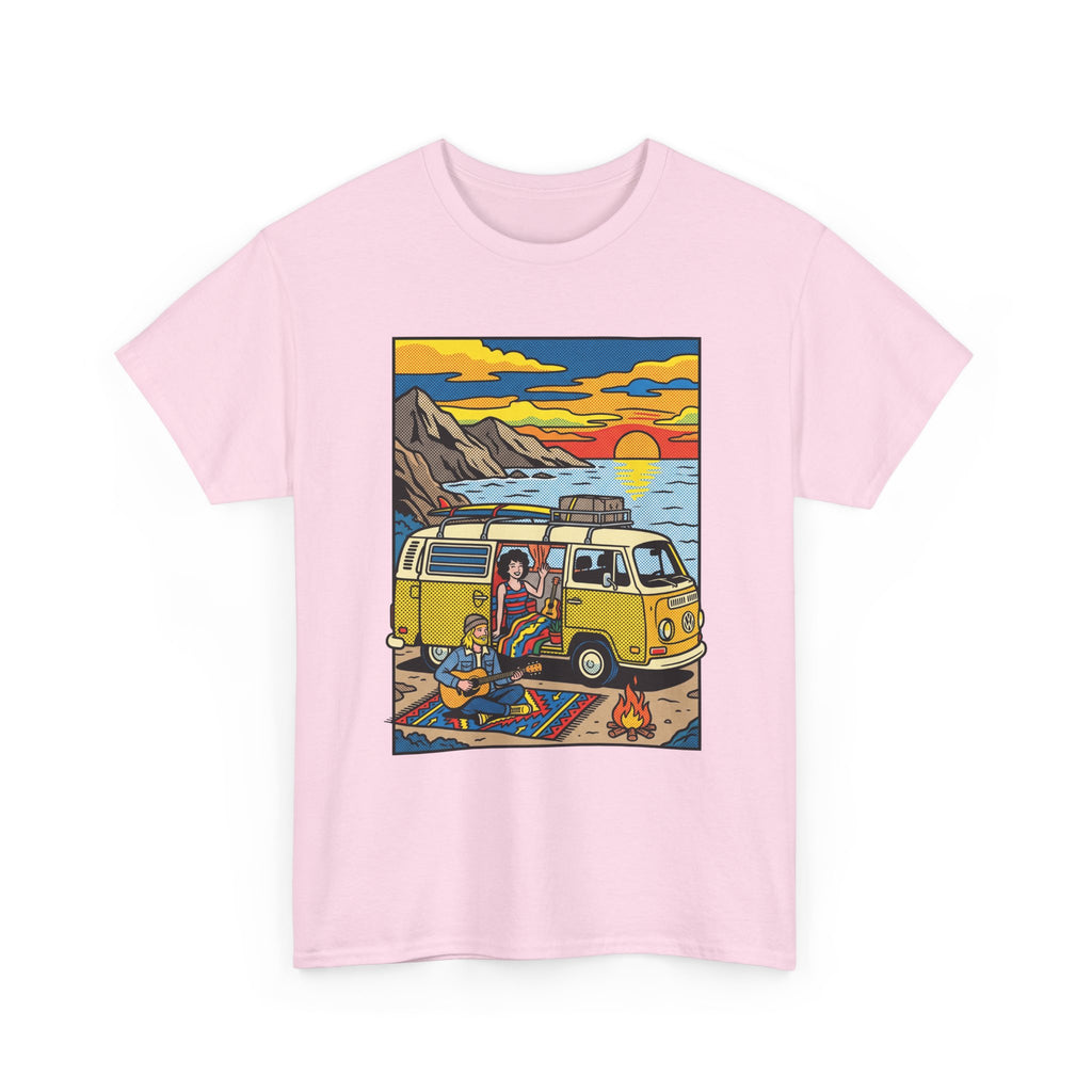 Surf Van Sunset T‑Shirt — Retro Camper Beach Scene Tee