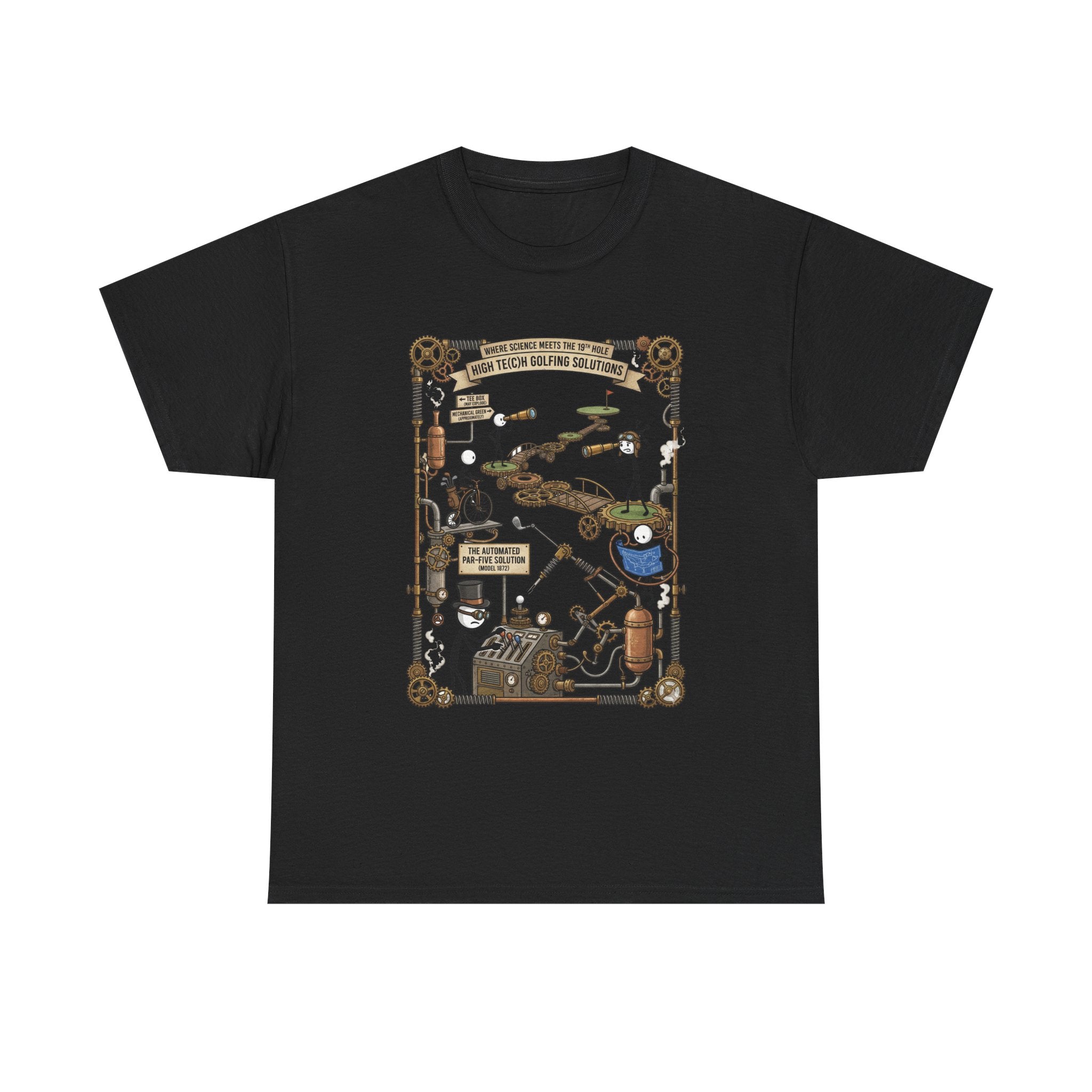 Steampunk Golf — ‘How To Make Par’ Vintage Contraption T-Shirt