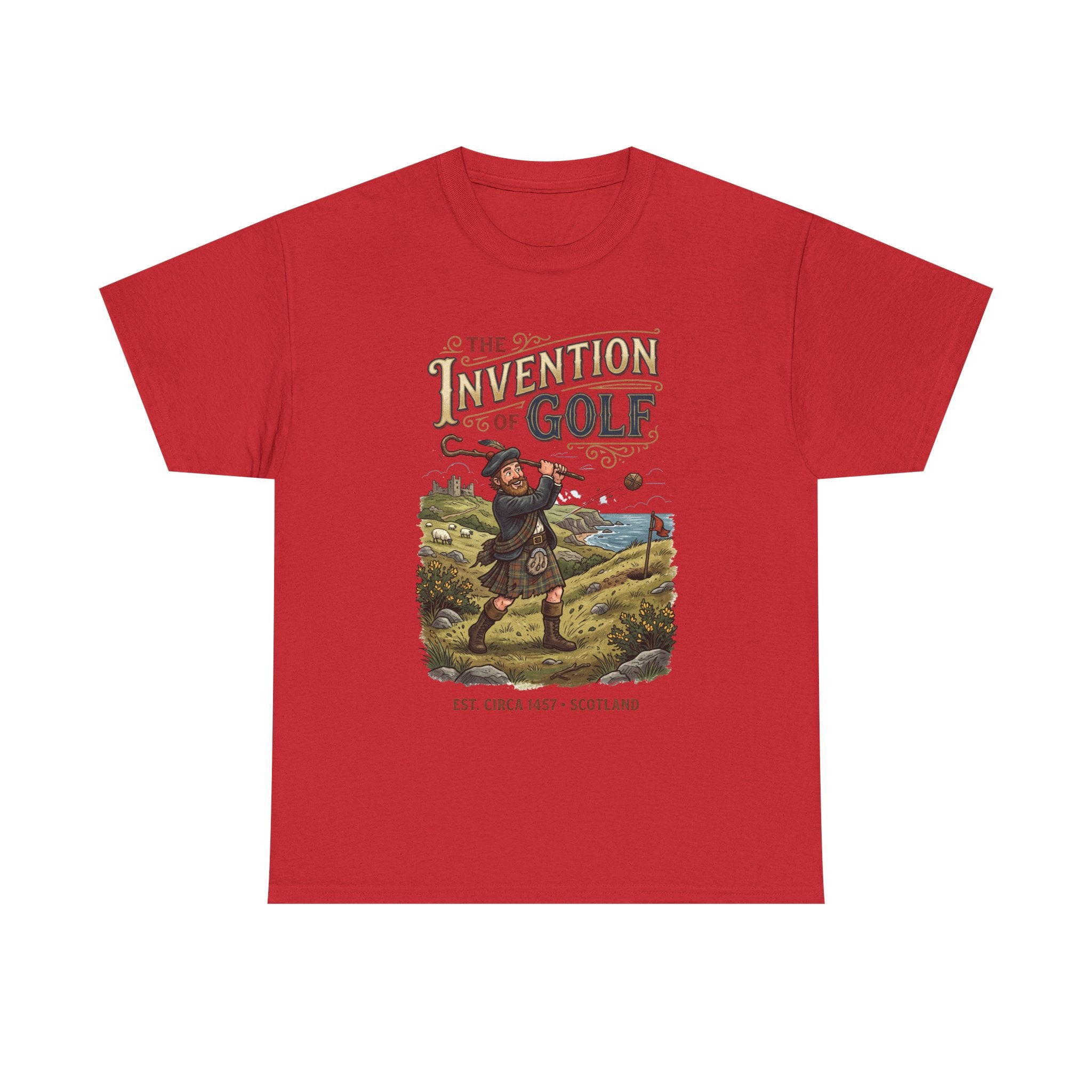 Golf T-Shirt — "The Invention of Golf" Vintage Scotland Design