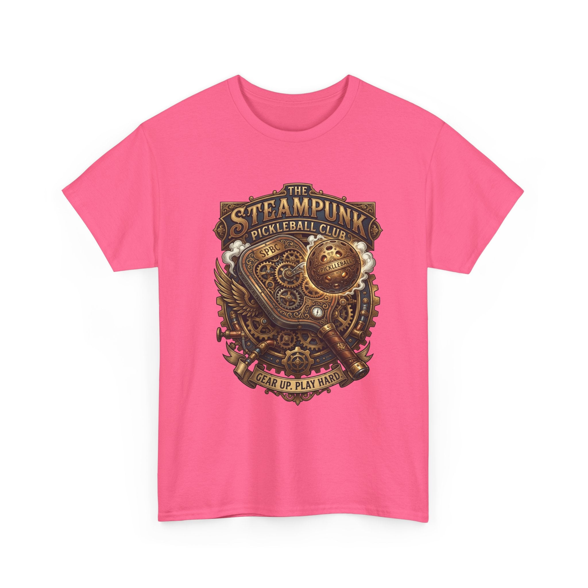 Steampunk Pickleball Club T‑Shirt – Vintage Gear & Gears Graphic Tee
