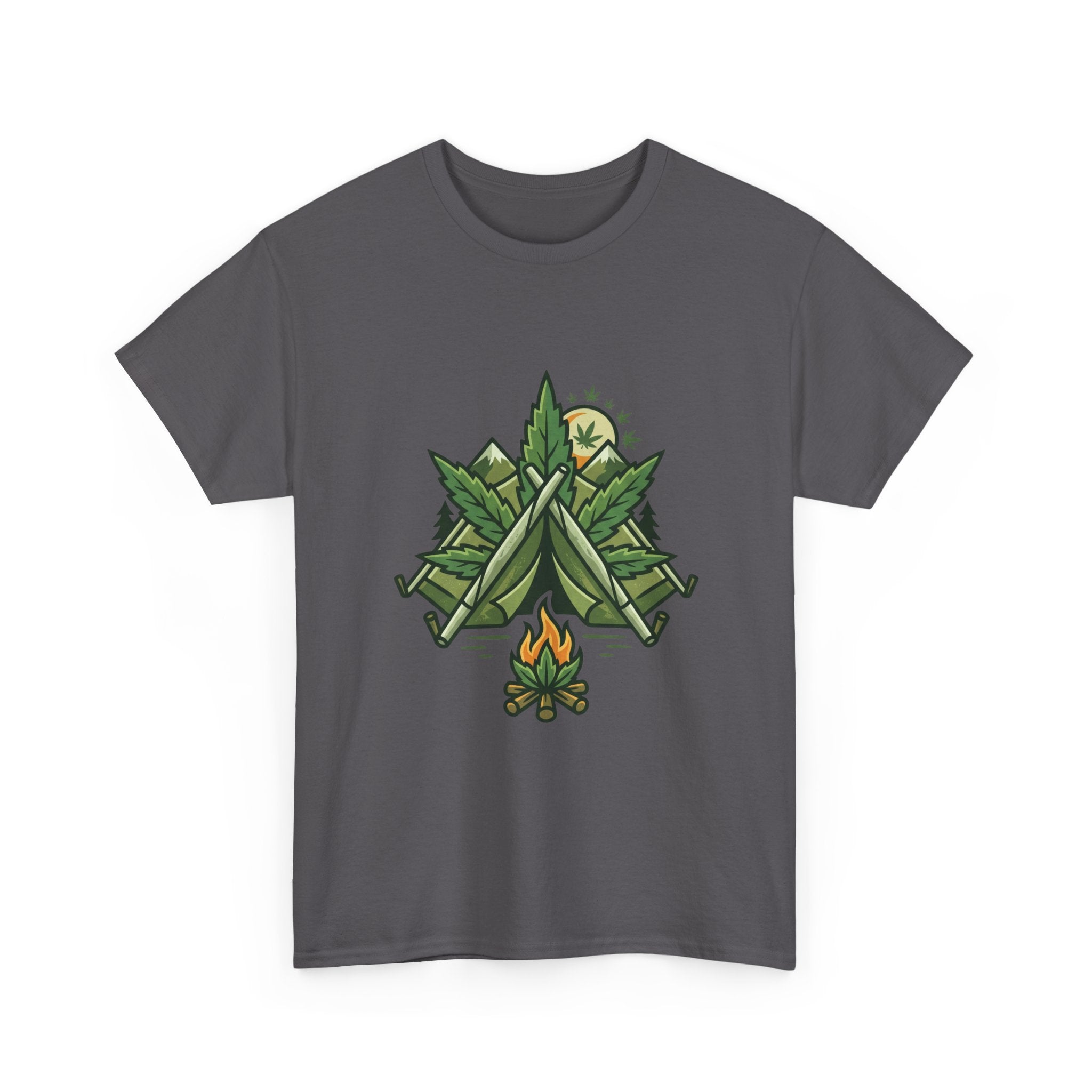 Camping Tent & Campfire T-Shirt — Outdoor Adventure Nature Tee