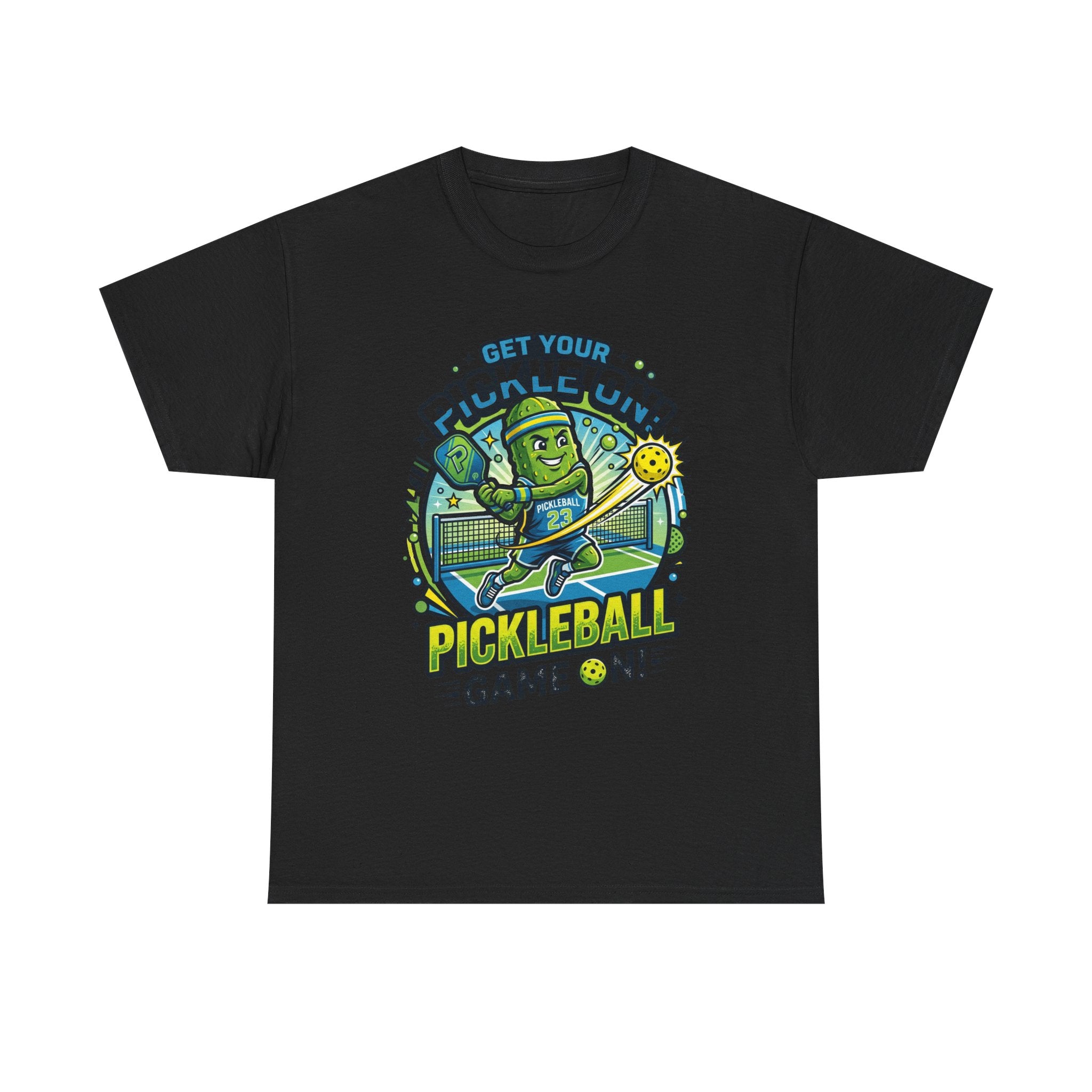 Pickleball Tee - "Get Your Pickle On!" Fun Pickle Character Game On Shirt