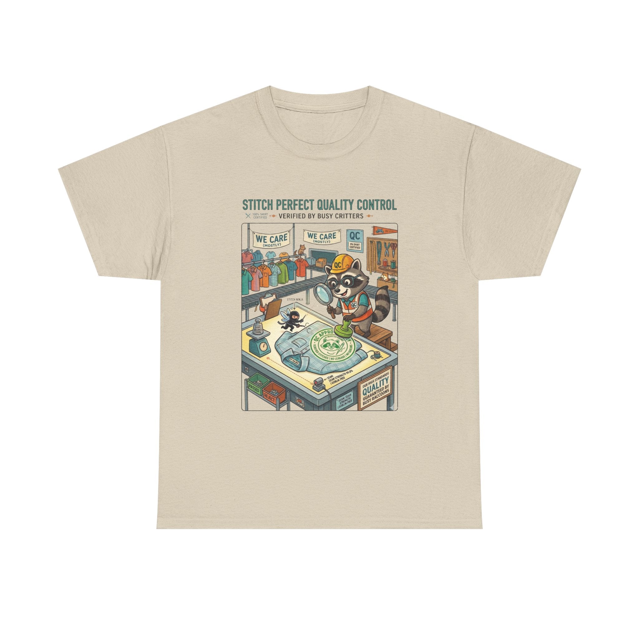 Quality Control Sewing Shirt — "Stitch Perfect" Tailor Cartoon Tee