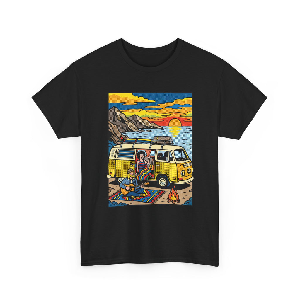 Surf Van Sunset T‑Shirt — Retro Camper Beach Scene Tee
