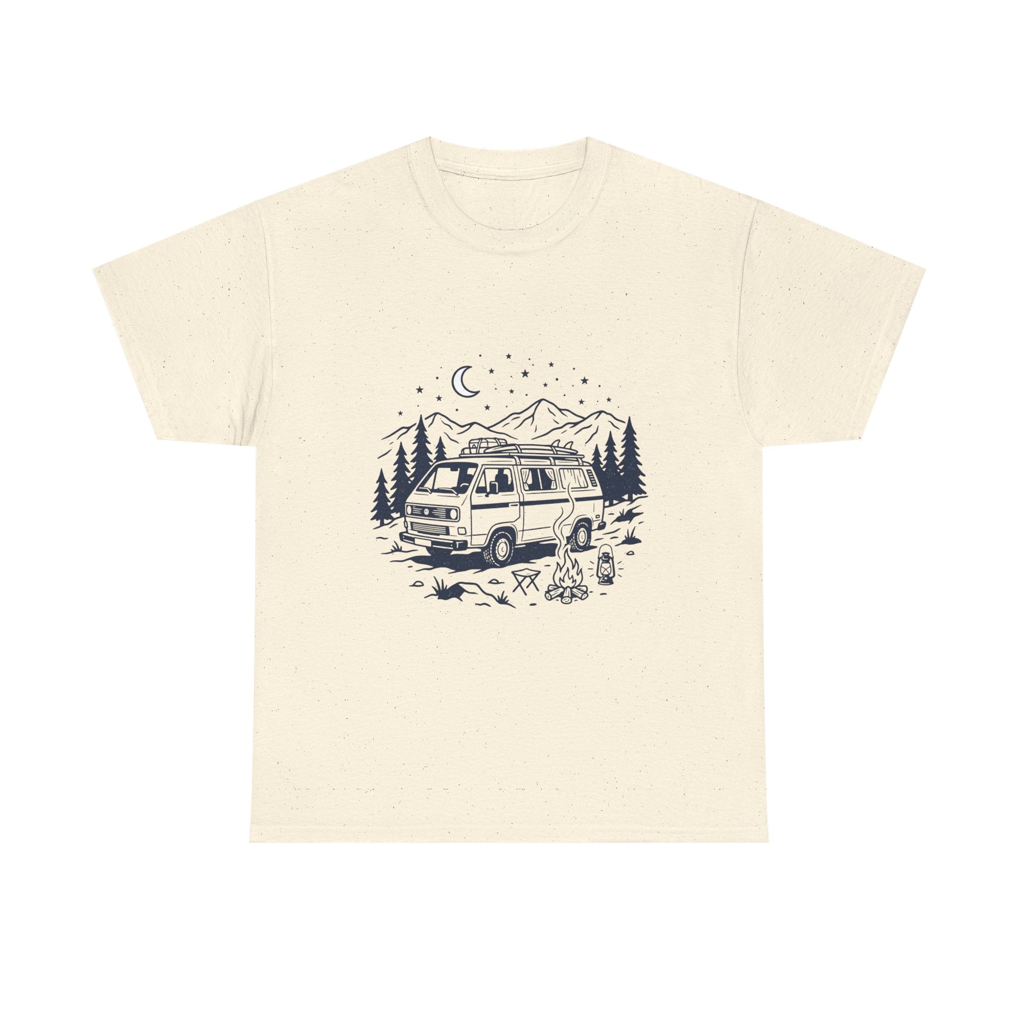 Camping Van Tee – Moonlit Mountain Adventure Graphic T-Shirt