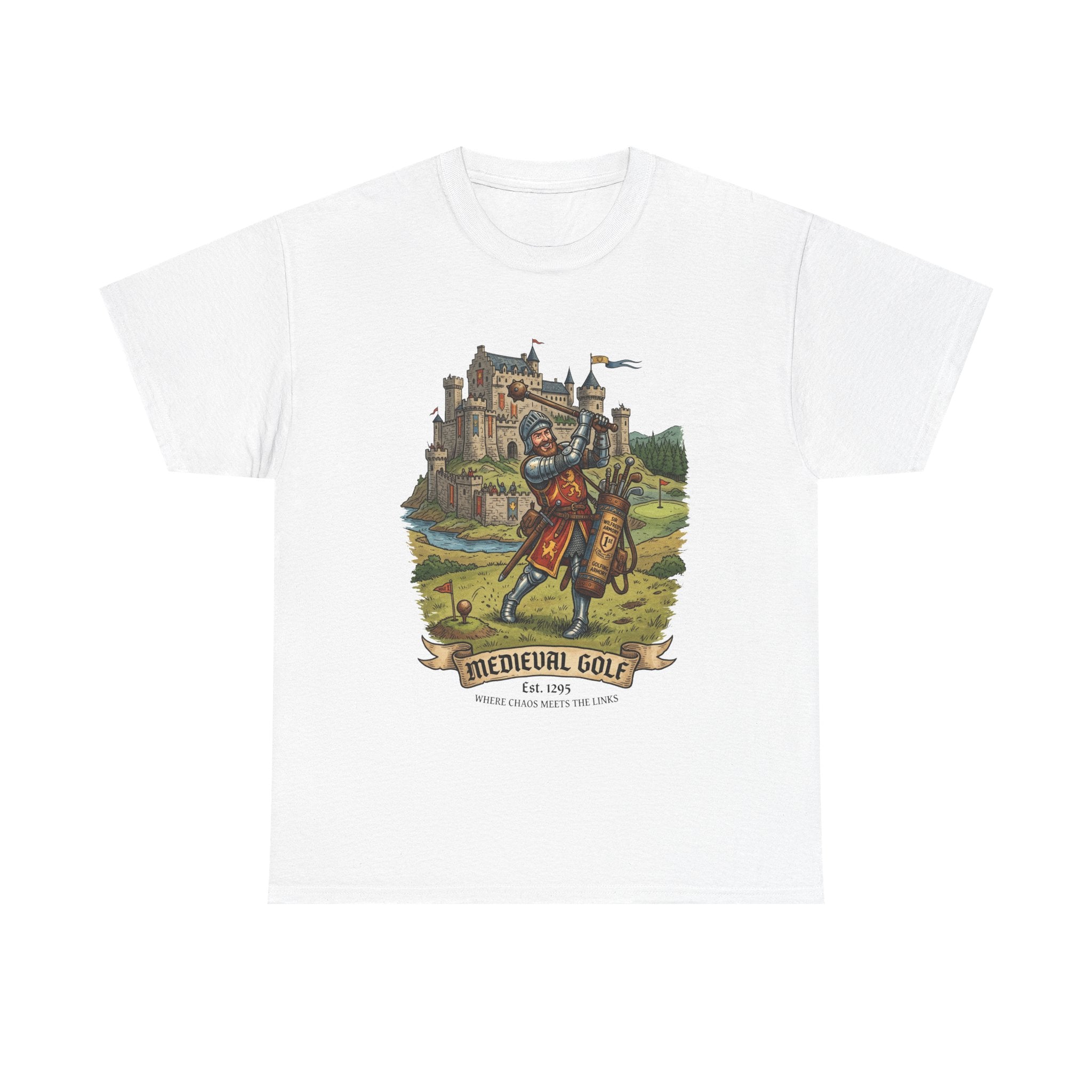 Medieval Golf T-Shirt – Vintage Knight Golfing Castle Graphic Tee