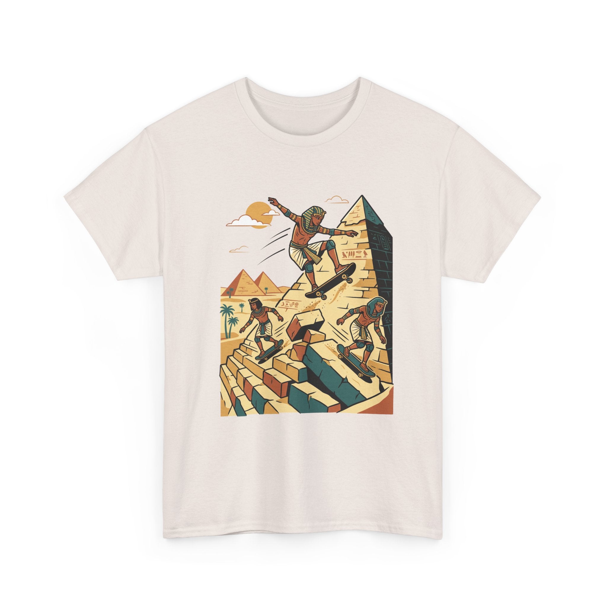 Egyptian Pyramid Skateboard T‑Shirt — Retro Skateboarding Pharaohs Graphic Tee