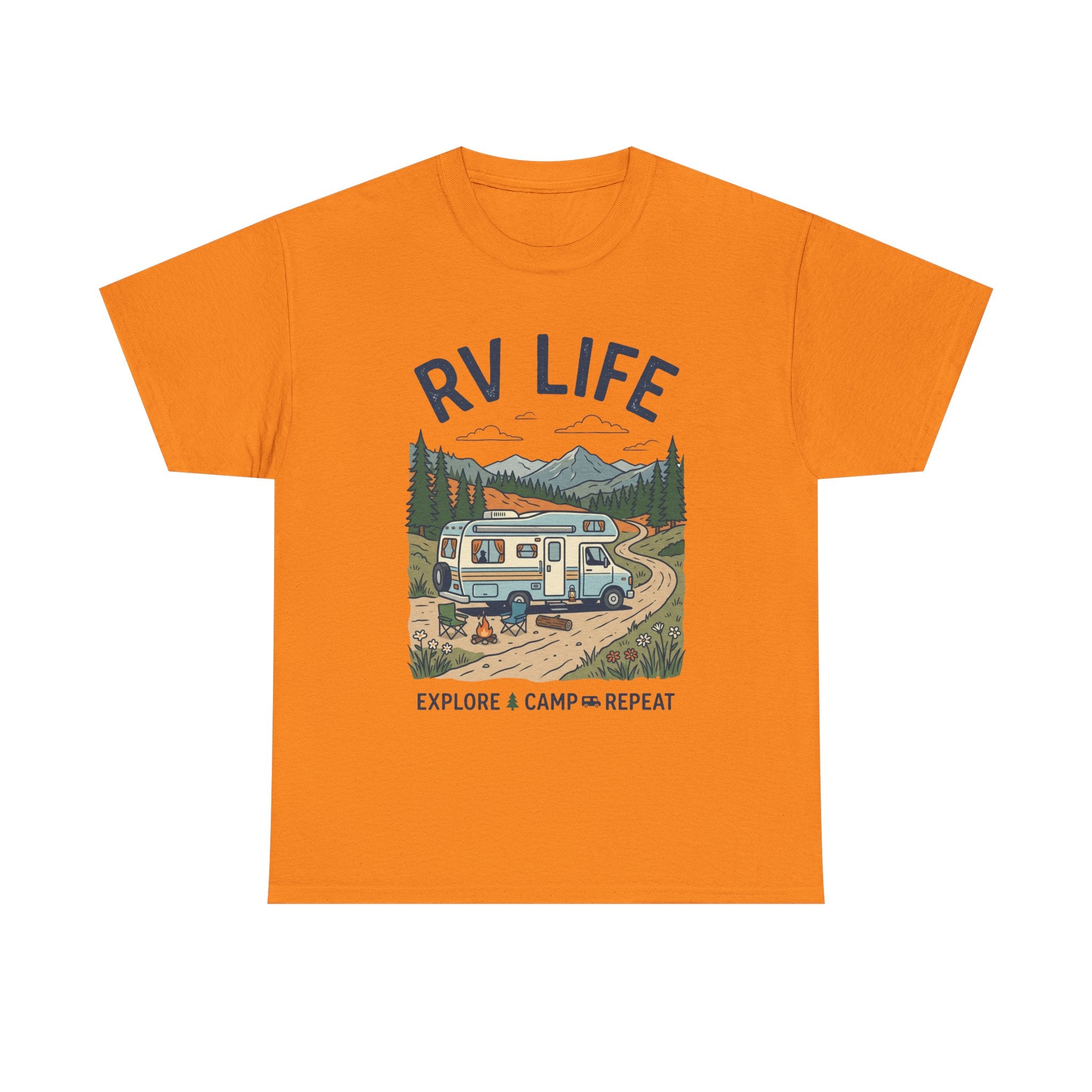 RV Life T-Shirt - Explore & Camp Repeat Vintage Camper Tee